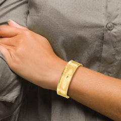 Sophia Jewelers 14K Gold Hammered Cuff Bracelet with Polished Finish