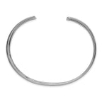 14K White Gold Hammered Cuff Bangle with Polished Finish