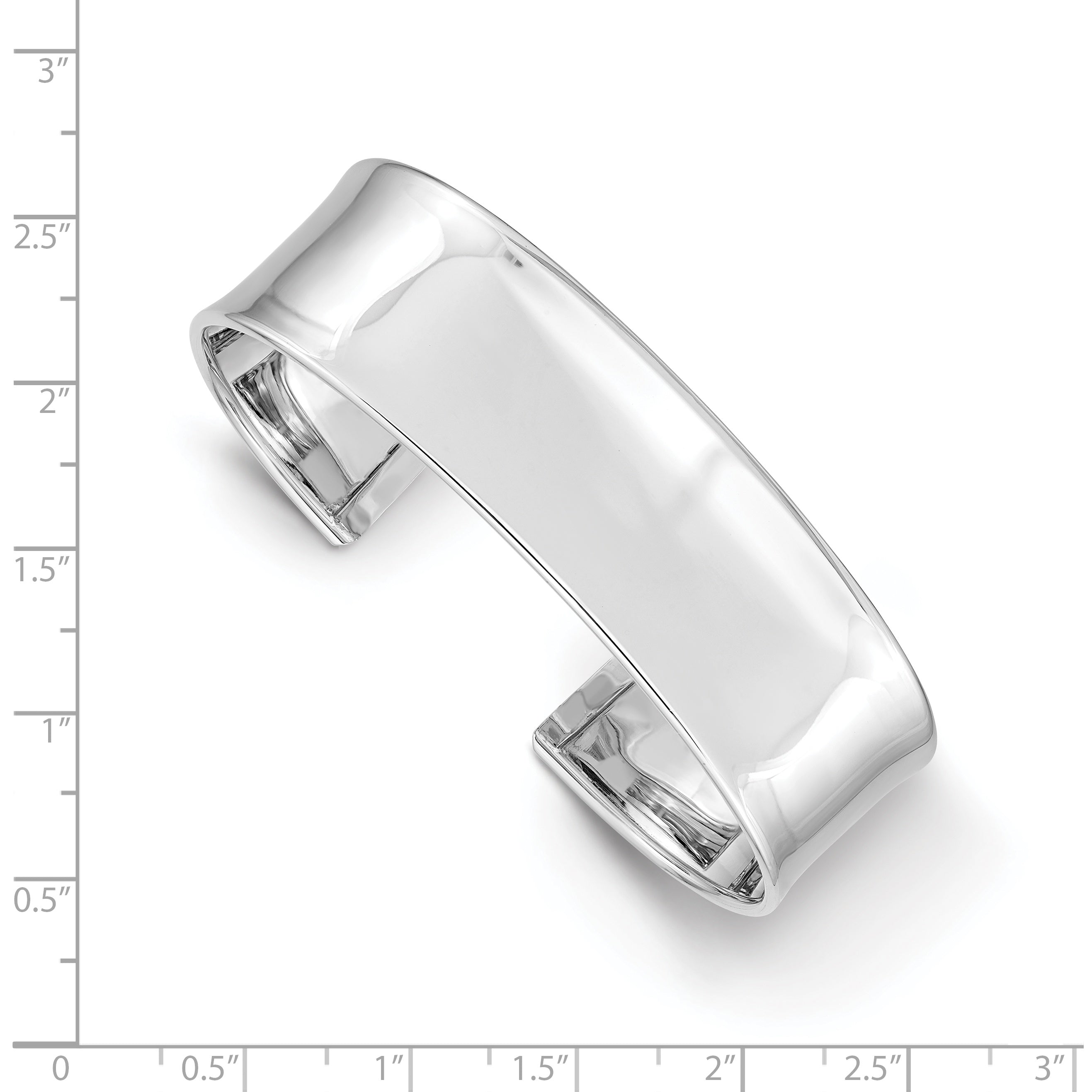 14K White Gold Polished Cuff Bangle Elegant Women's Bracelet