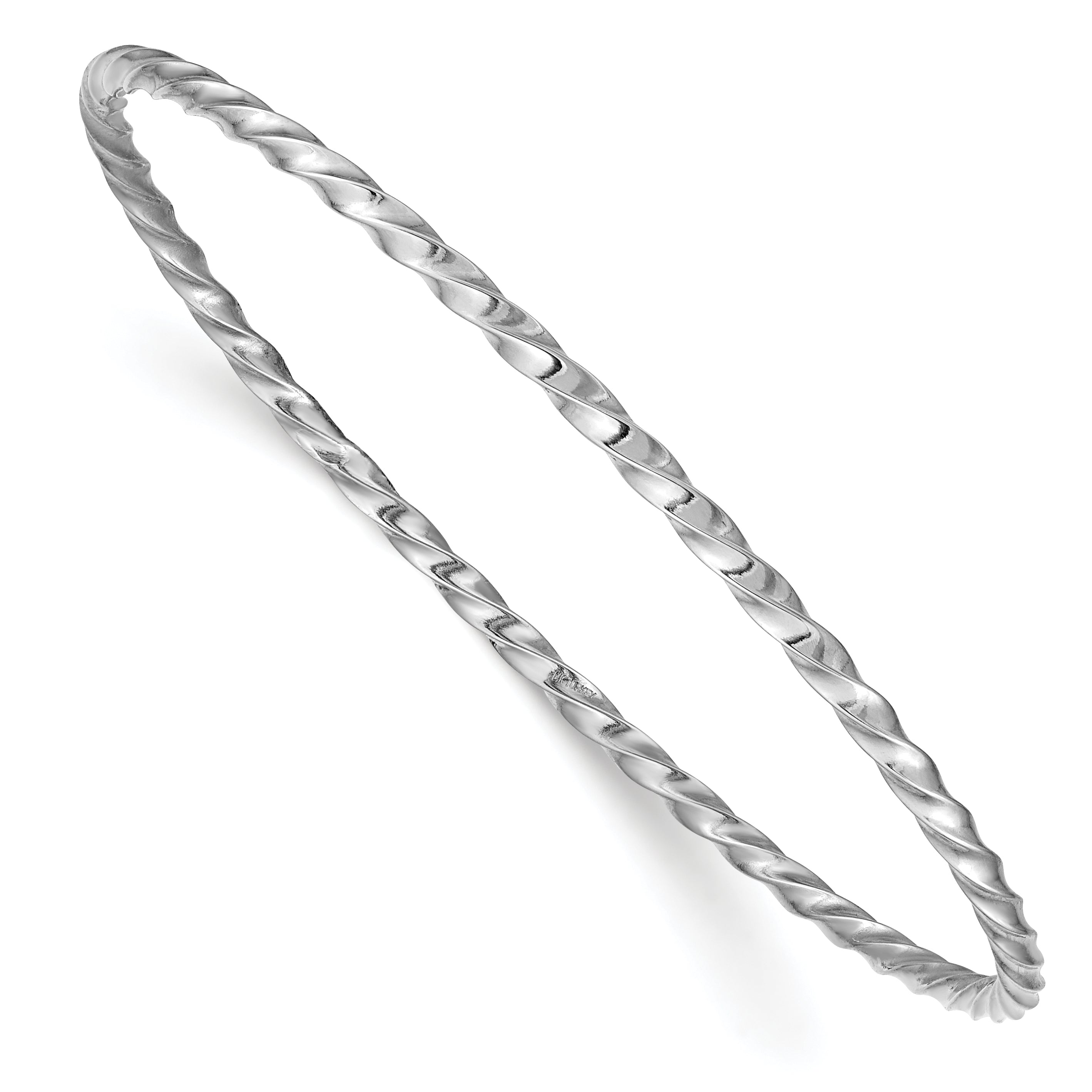 14k White Gold 2.50mm Twisted Slip-on Bangle Main image