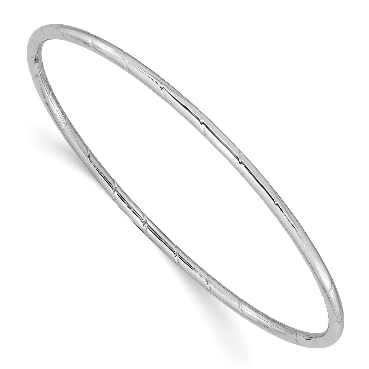 Grooved Slip-On Bangle Bracelet in 14K White Gold, 2.5mm, 8.5 Inch - Sophia Jewelers Main image