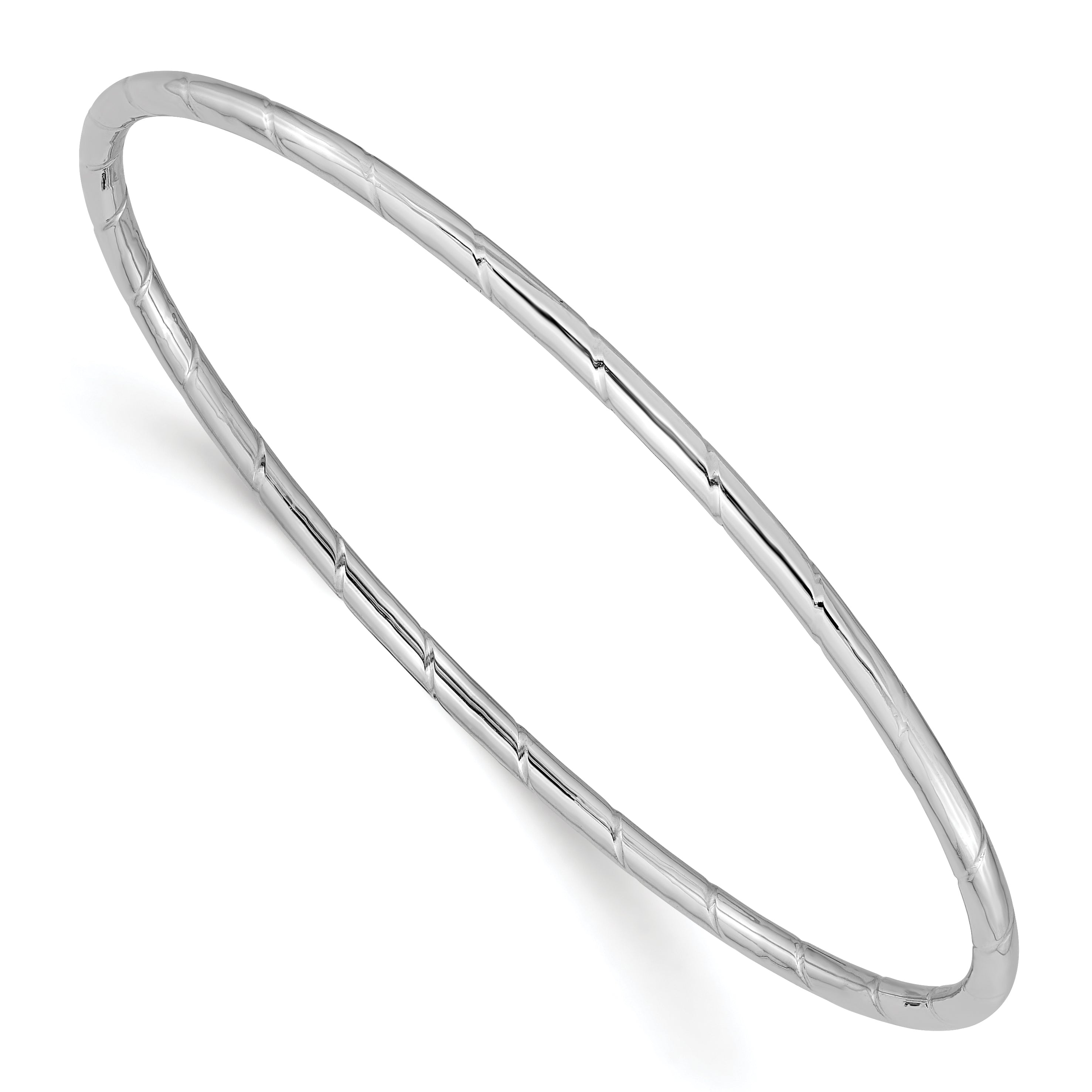 14k White Gold 2.5mm Grooved Slip-on Bangle Main image