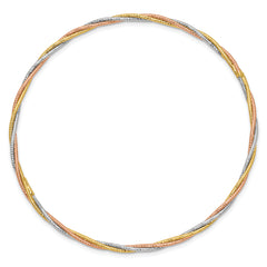14K Tri-Color Gold Diamond-Cut Slip-On Women's Bangle by Sophia Jewelers