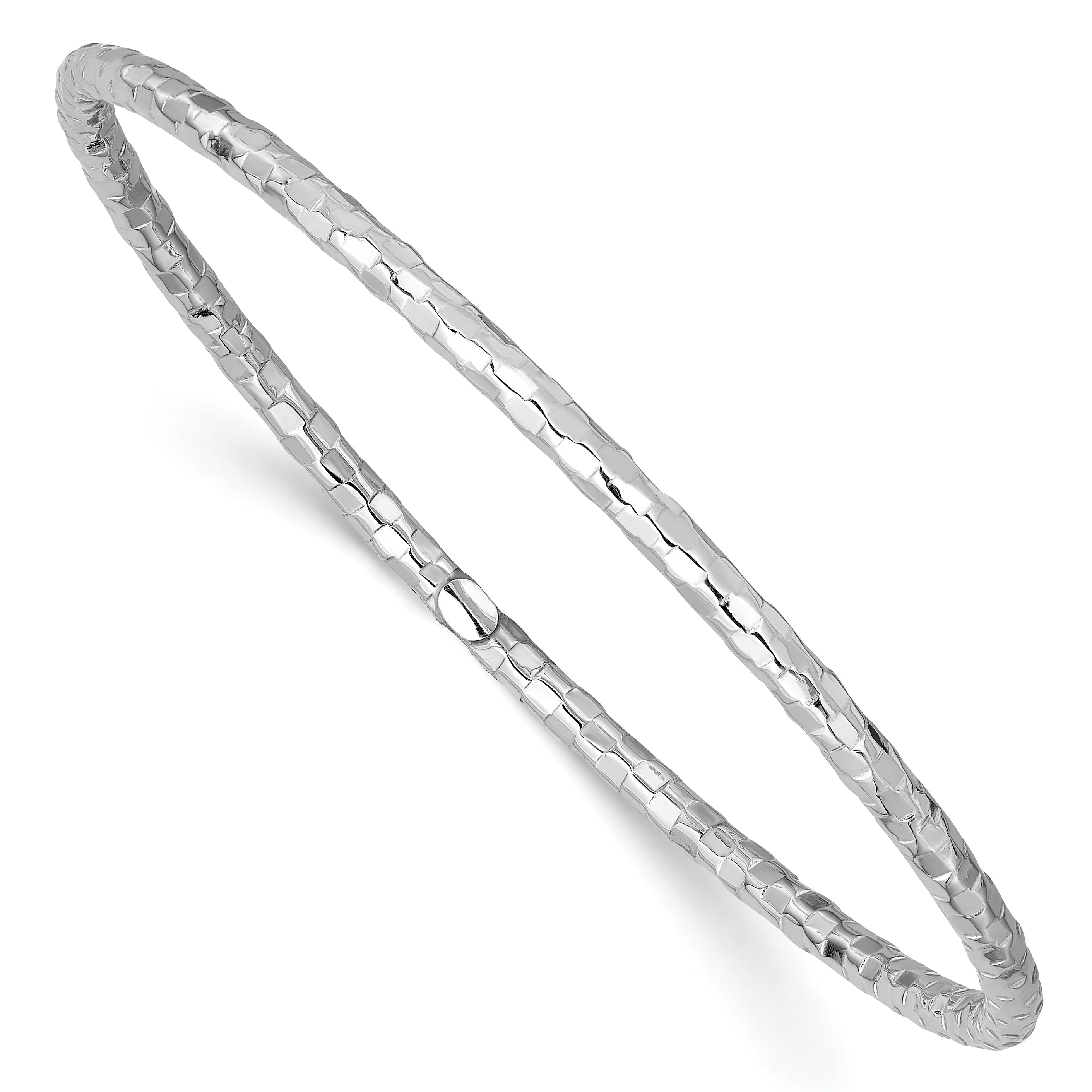 14k White Gold Textured Slip-on Bangle Bracelet Main image