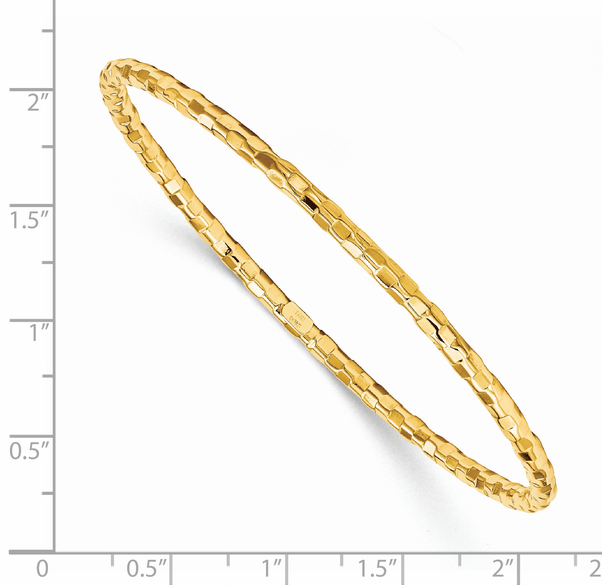 14K Gold Women's Polished Textured Slip-On Bangle Bracelet Secondary image