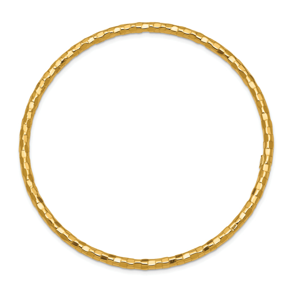 14K Gold Women's Polished Textured Slip-On Bangle Bracelet