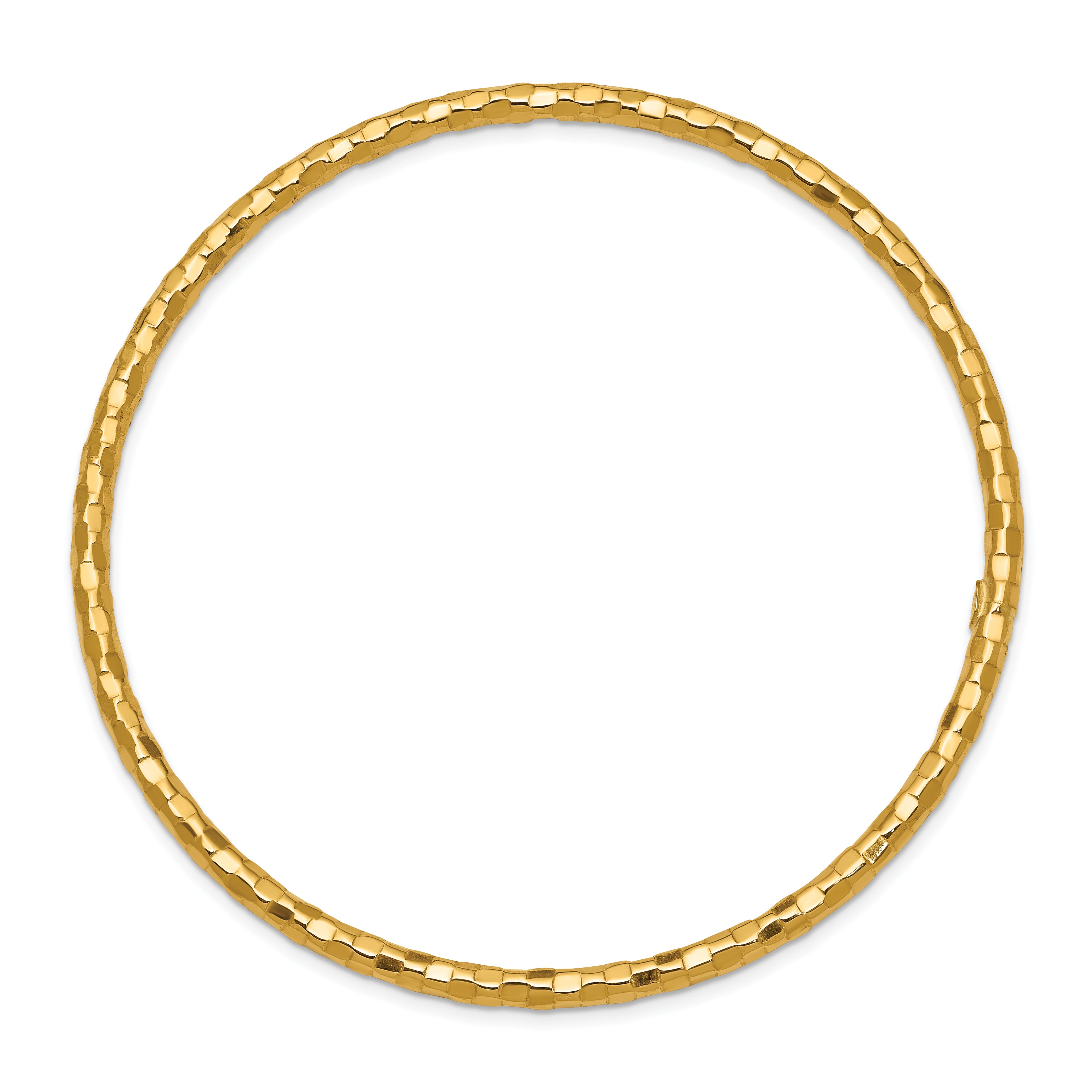 14K Gold Women's Polished Textured Slip-On Bangle Bracelet