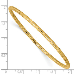 14k Polished Textured Slip-on Bangle Bracelet