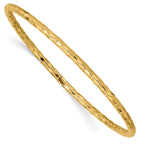 14k Polished Textured Slip-on Bangle Bracelet