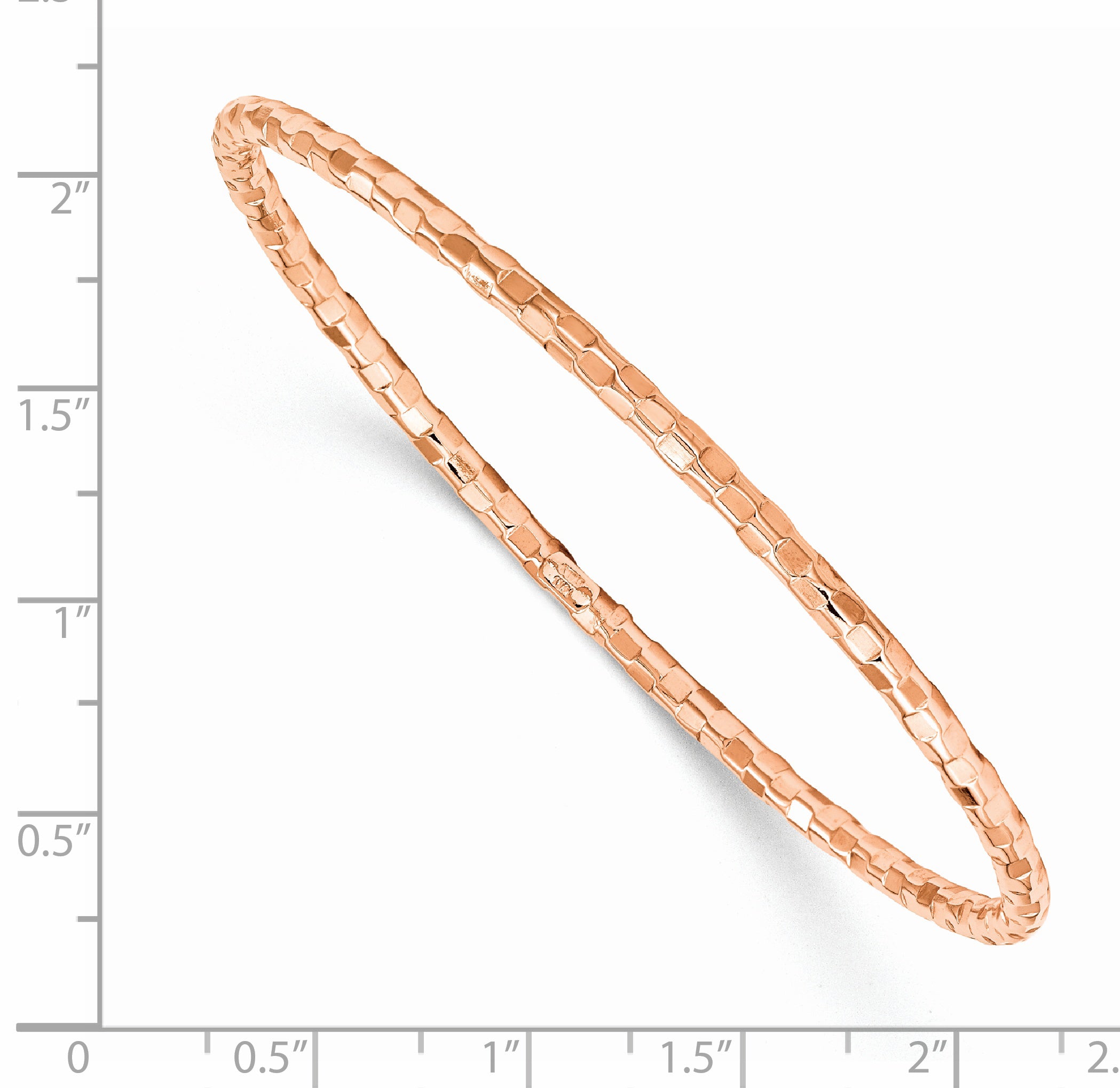 14K Rose Gold Polished Textured Slip-on Bangle Bracelet