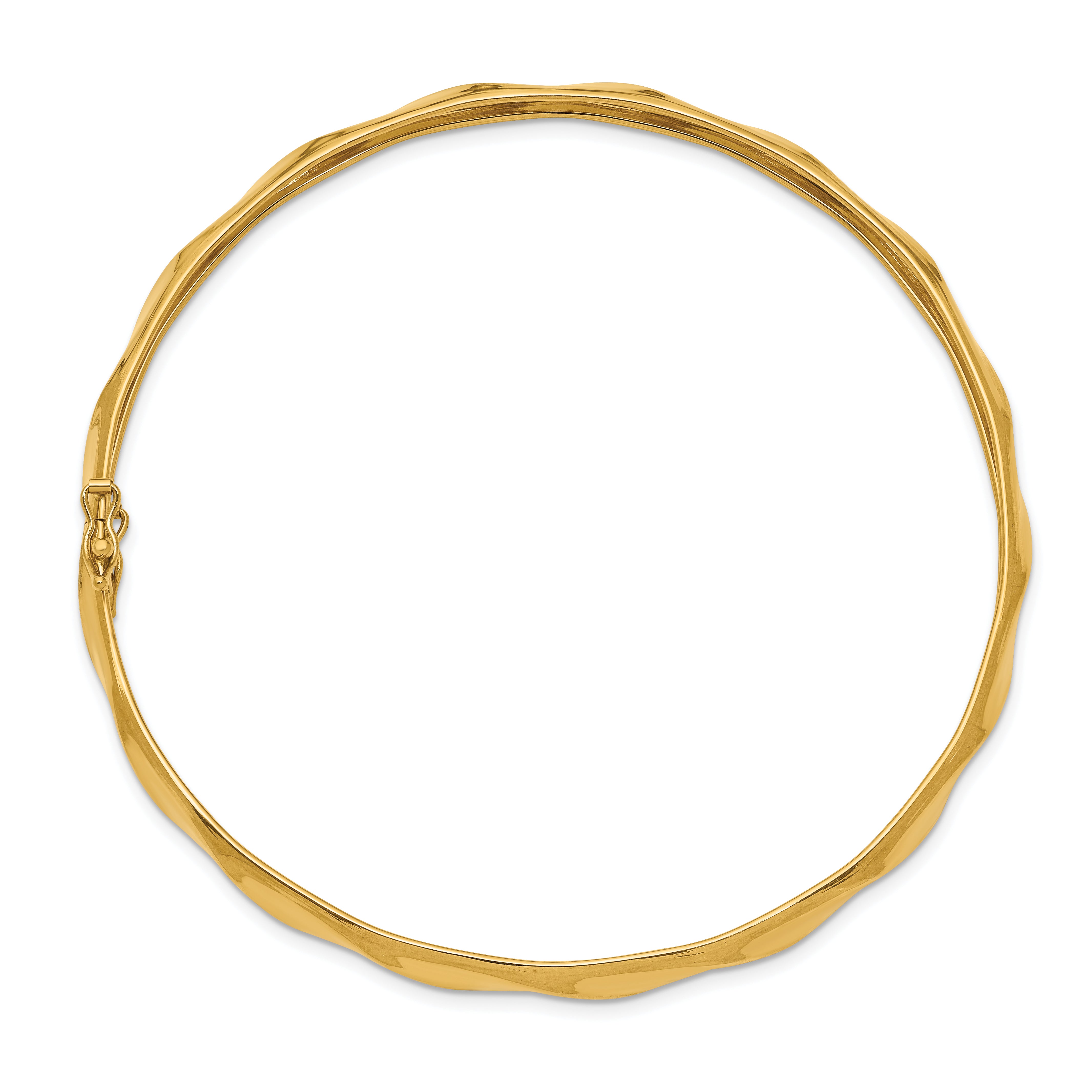 14K Yellow Gold Polished Flexible Twisted Bangle with Safety Clasp Secondary image