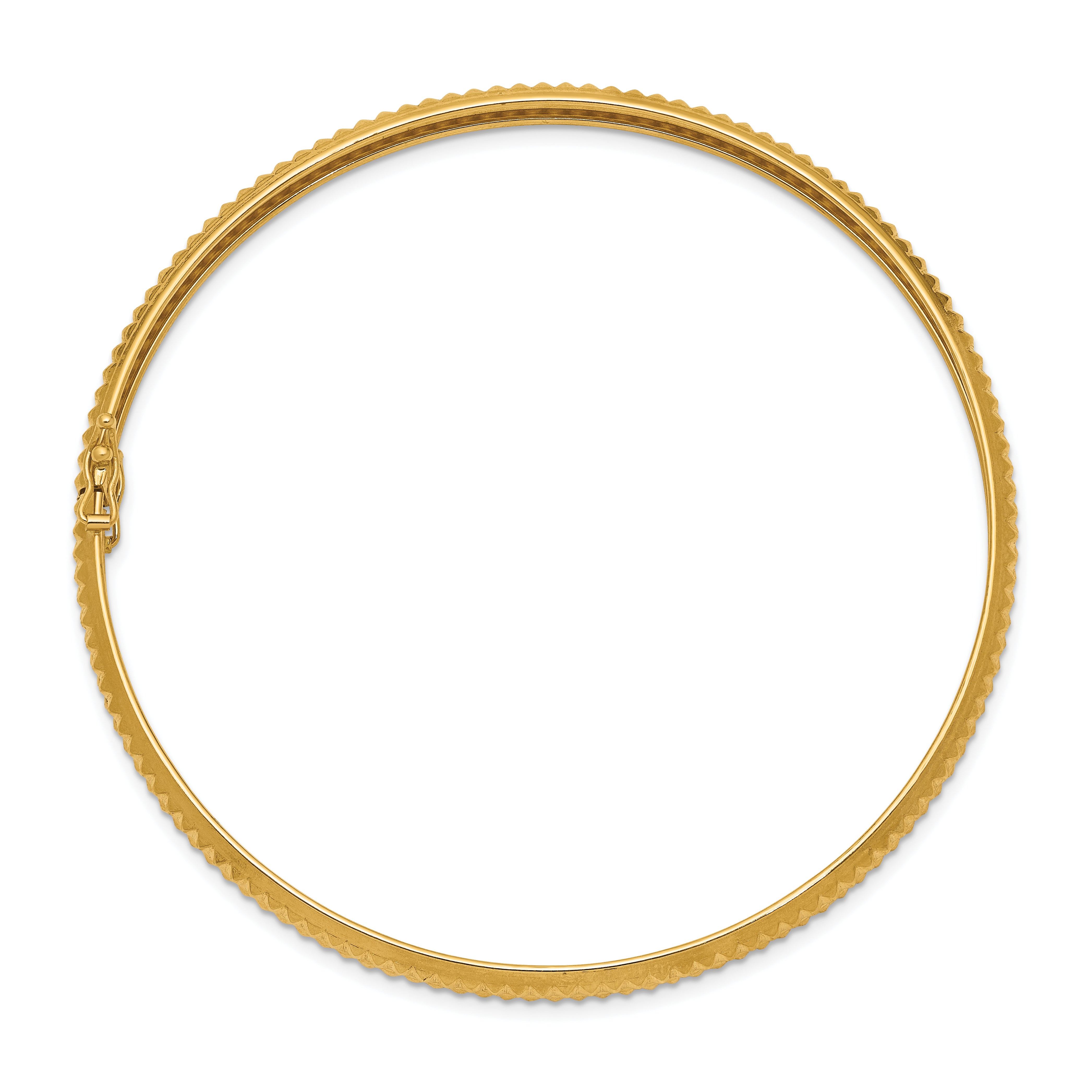 14K Yellow Gold Flexible Textured Bangle with Safety Clasp