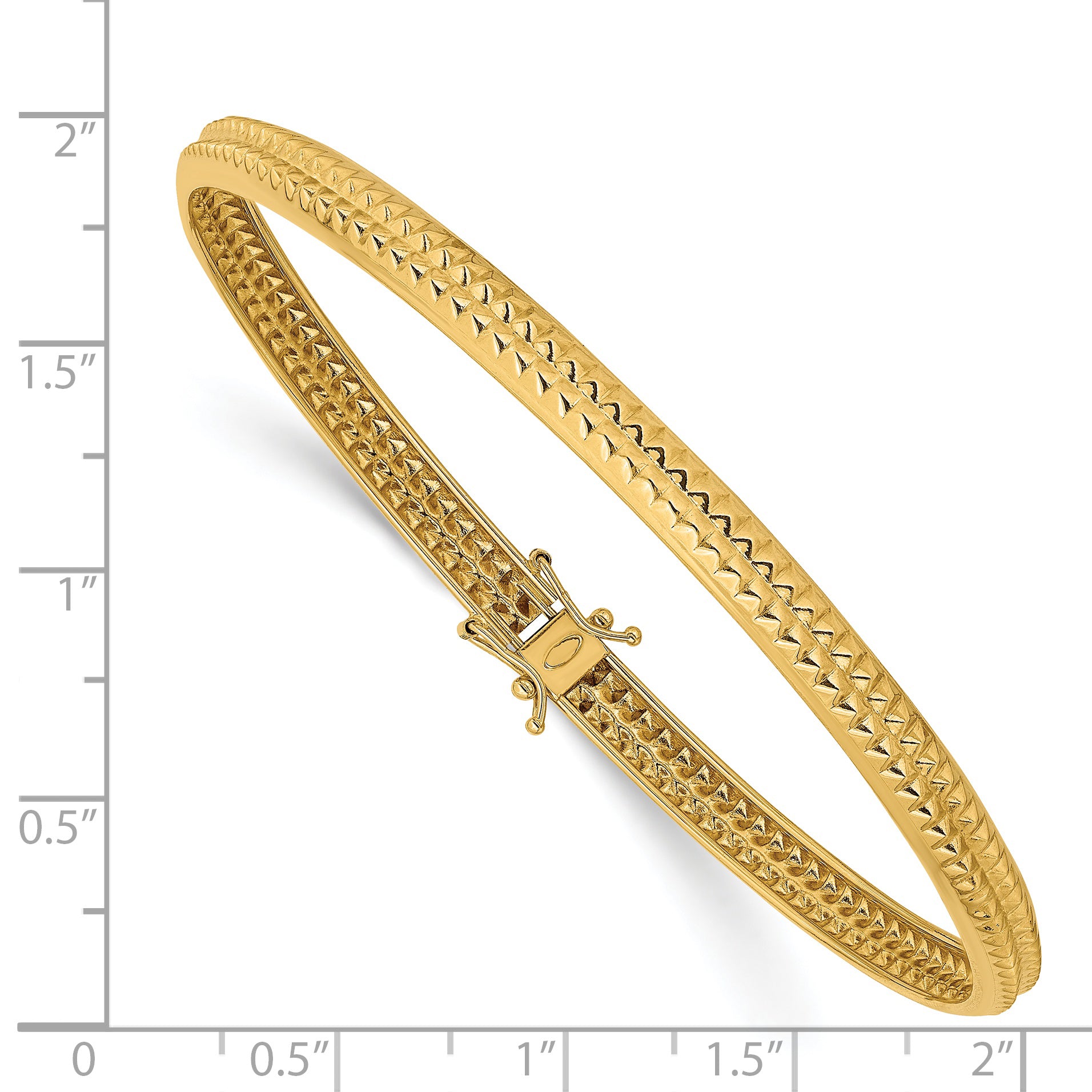 14K Yellow Gold Flexible Textured Bangle with Safety Clasp