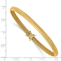 14K Yellow Gold Flexible Textured Bangle with Safety Clasp