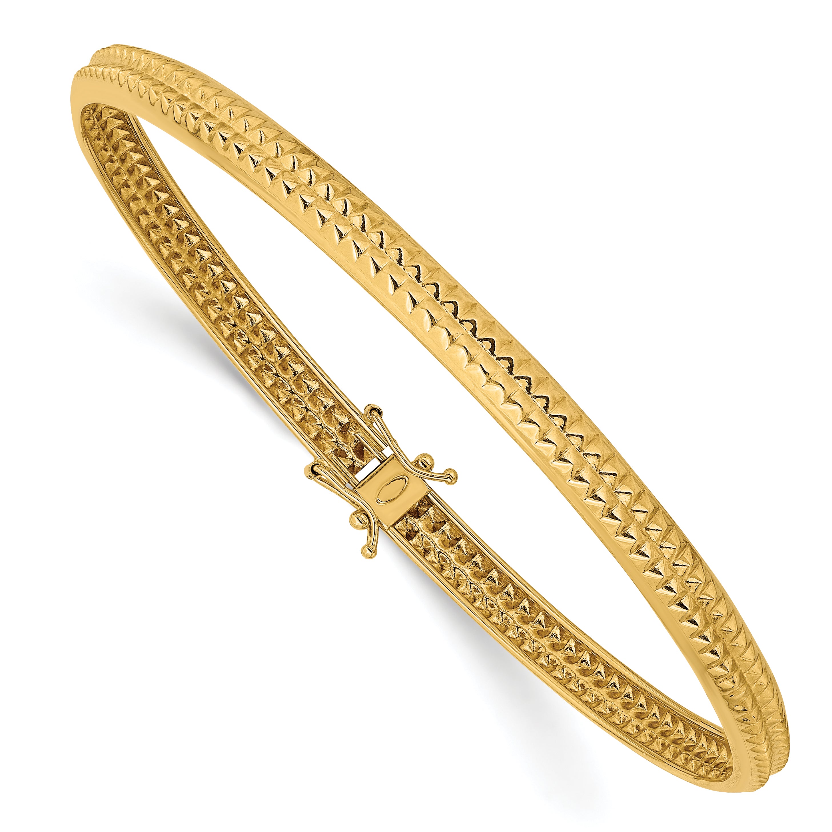 14k Yellow Gold Polished Textured Flexible Bangle Main image