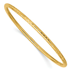 14k Polished Diamond-cut Slip-on Bangle