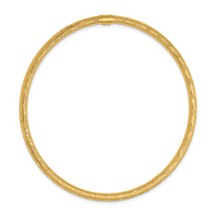 14K Yellow Gold Diamond-Cut Slip-On Bangle with Polished Finish