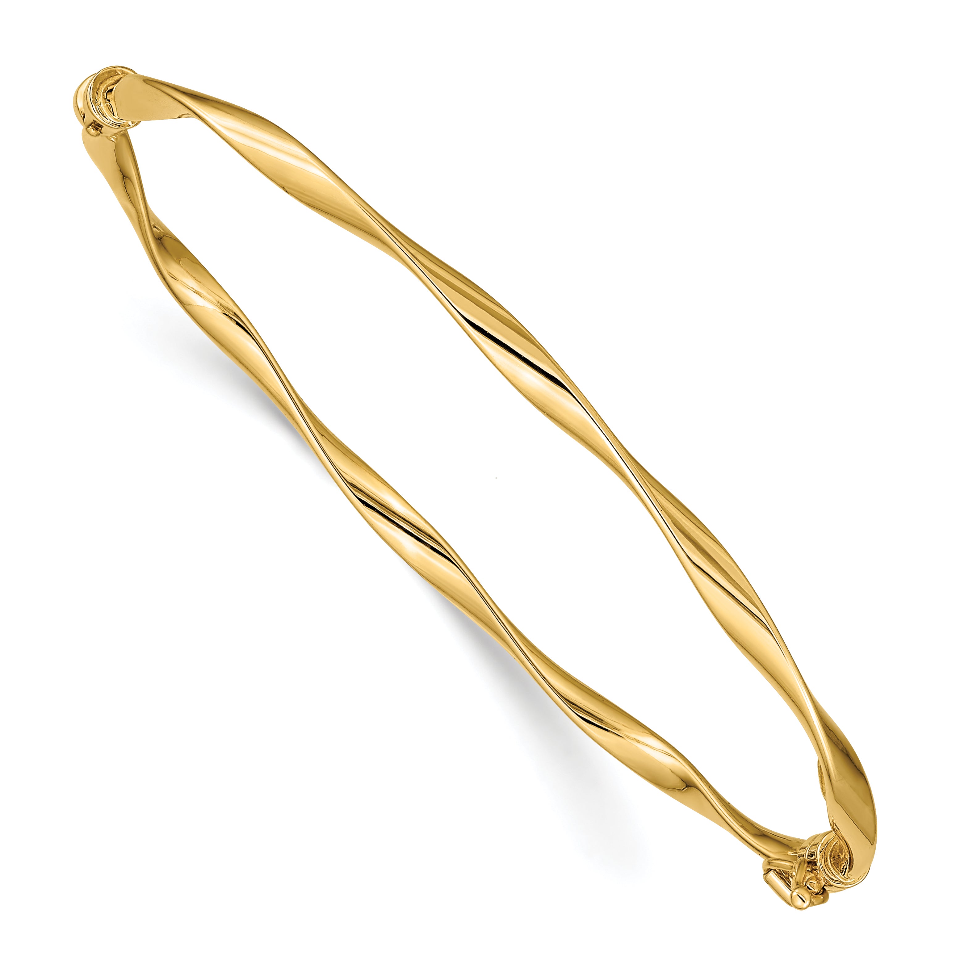 14k Polished Twisted Hinged Bangle Bracelet Main image