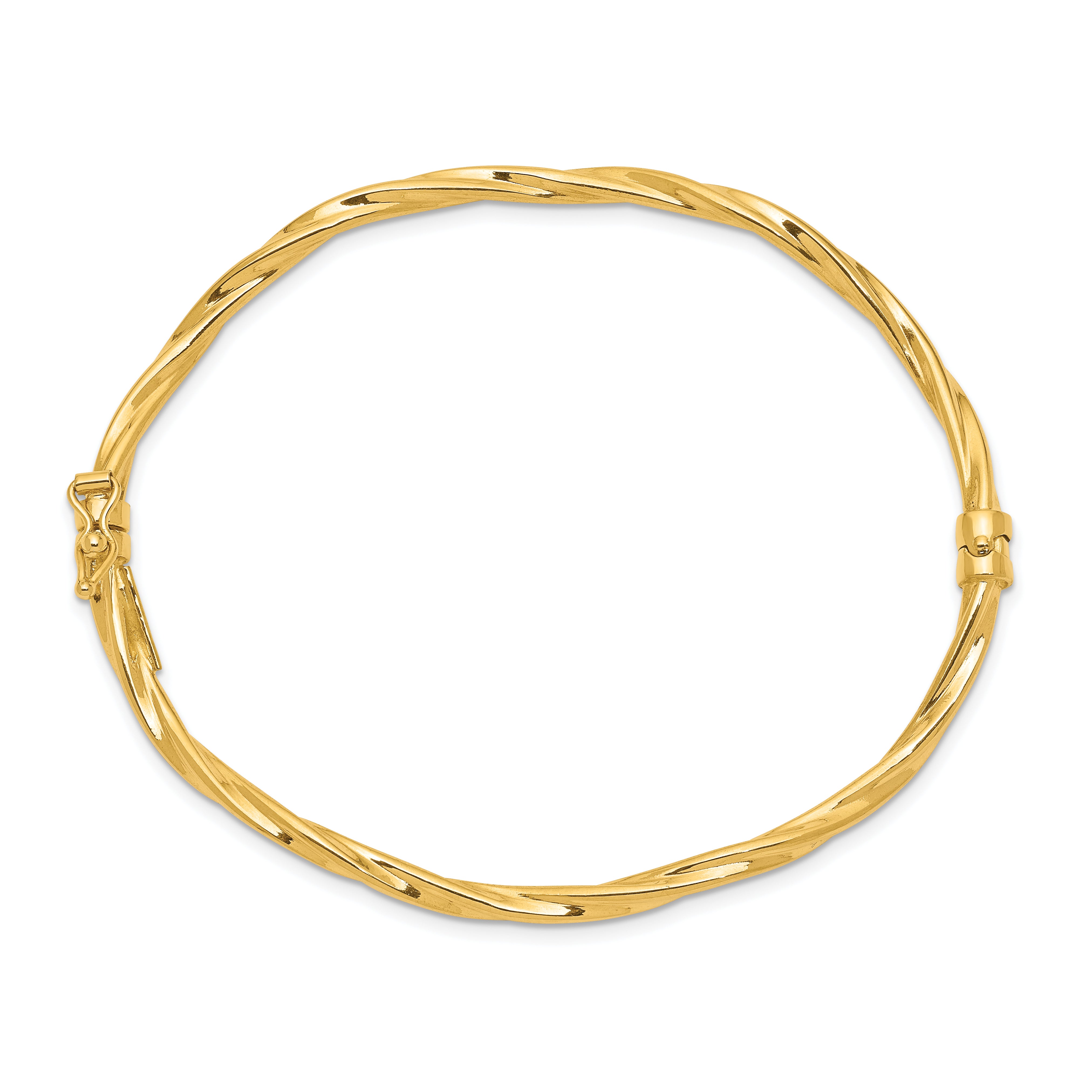 14k Polished Twisted Hinged Bangle Bracelet Secondary image