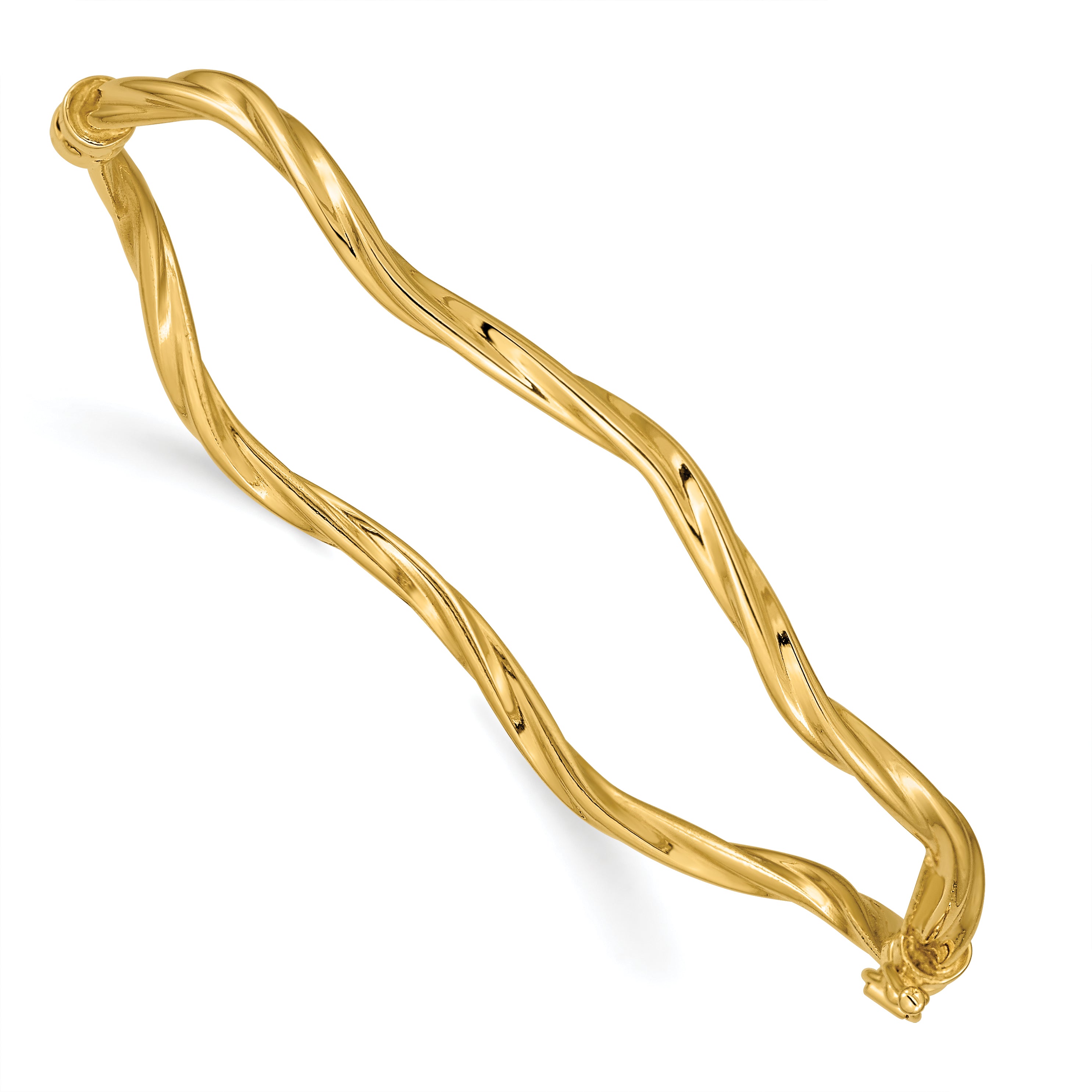 14k Polished Twisted Hinged Bangle Bracelet Main image