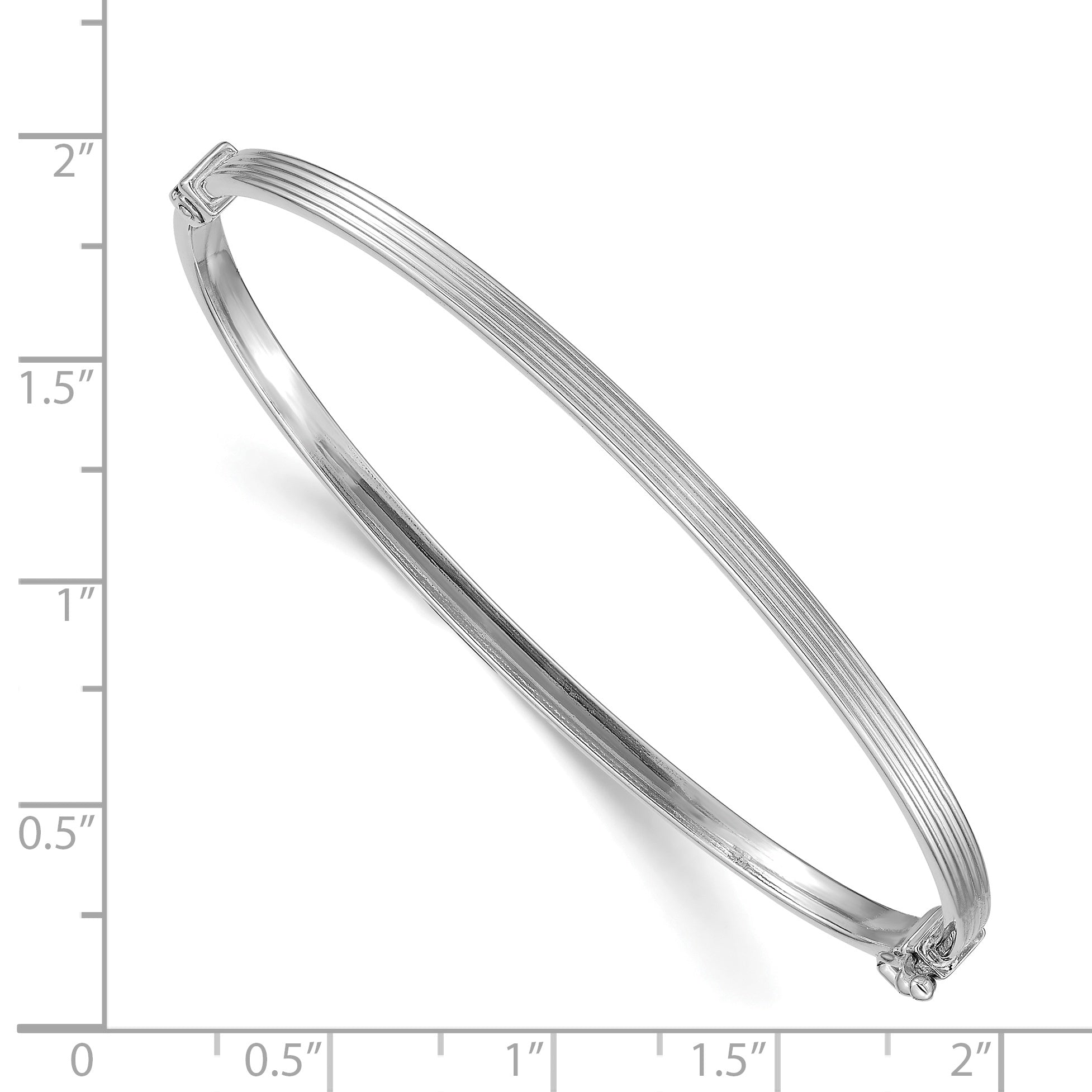14k White Gold Polished Textured Hinged Bangle Bracelet Secondary image
