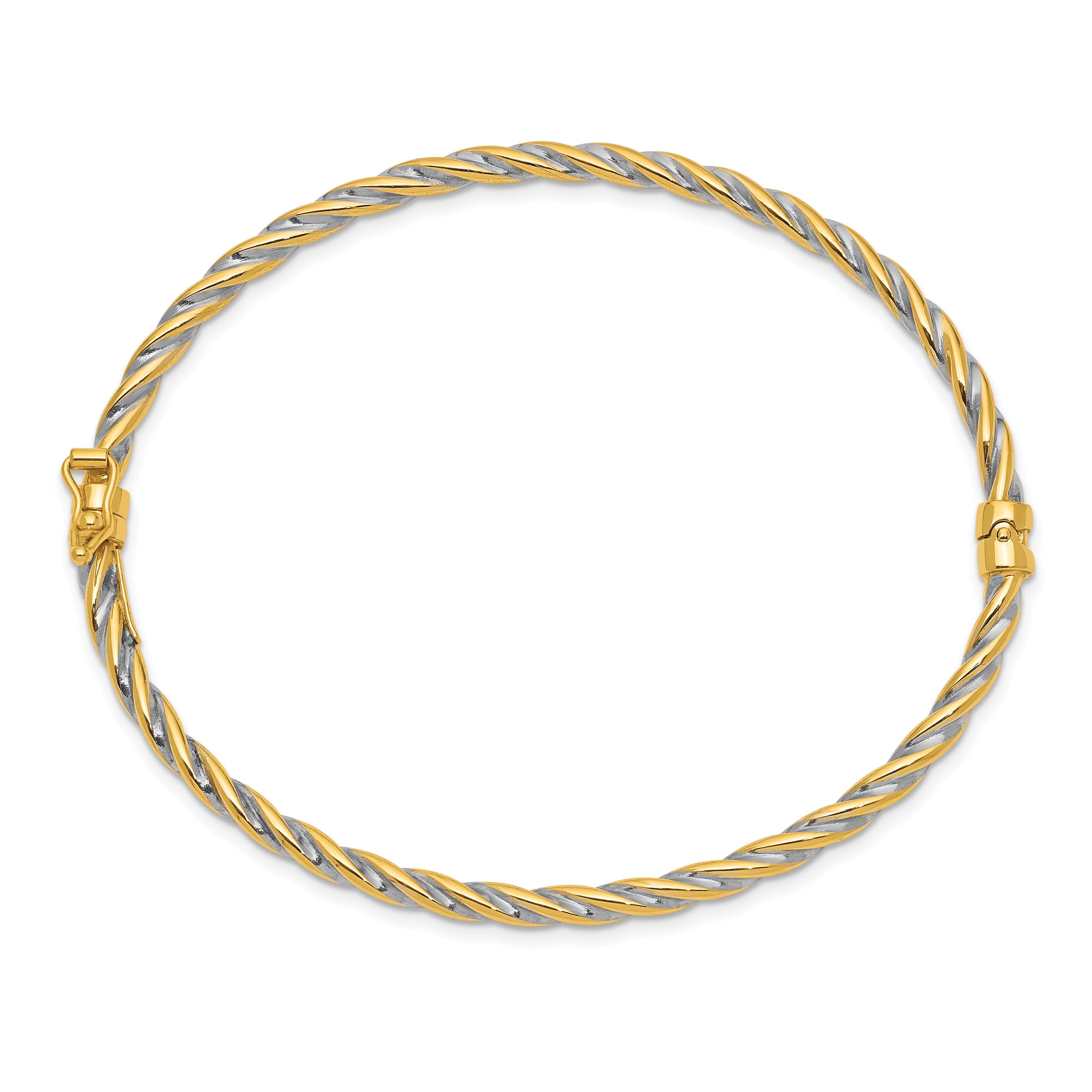 14k Two-Tone Polished Hinged Bangle Bracelet Secondary image