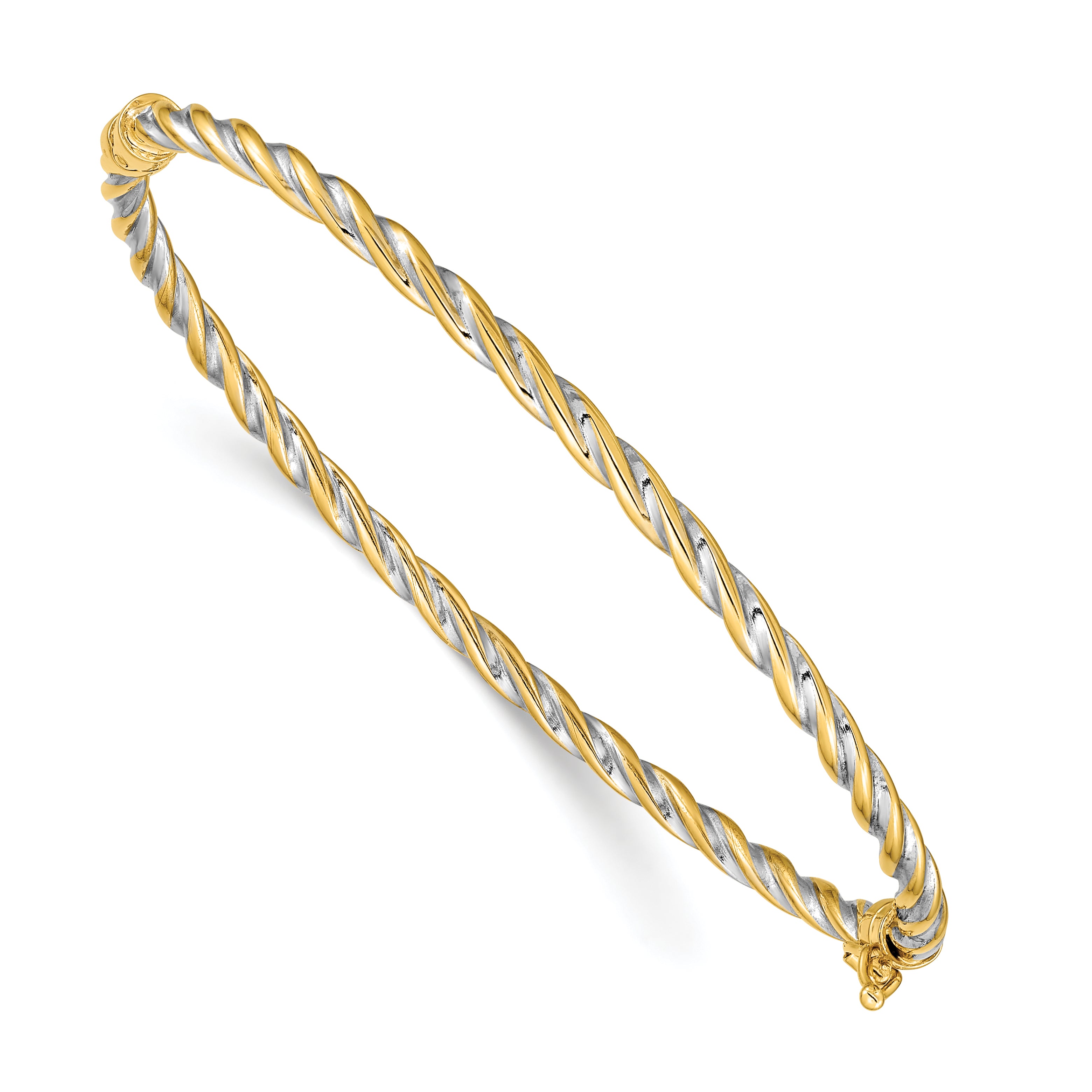 14k Two-Tone Polished Hinged Bangle Bracelet Main image