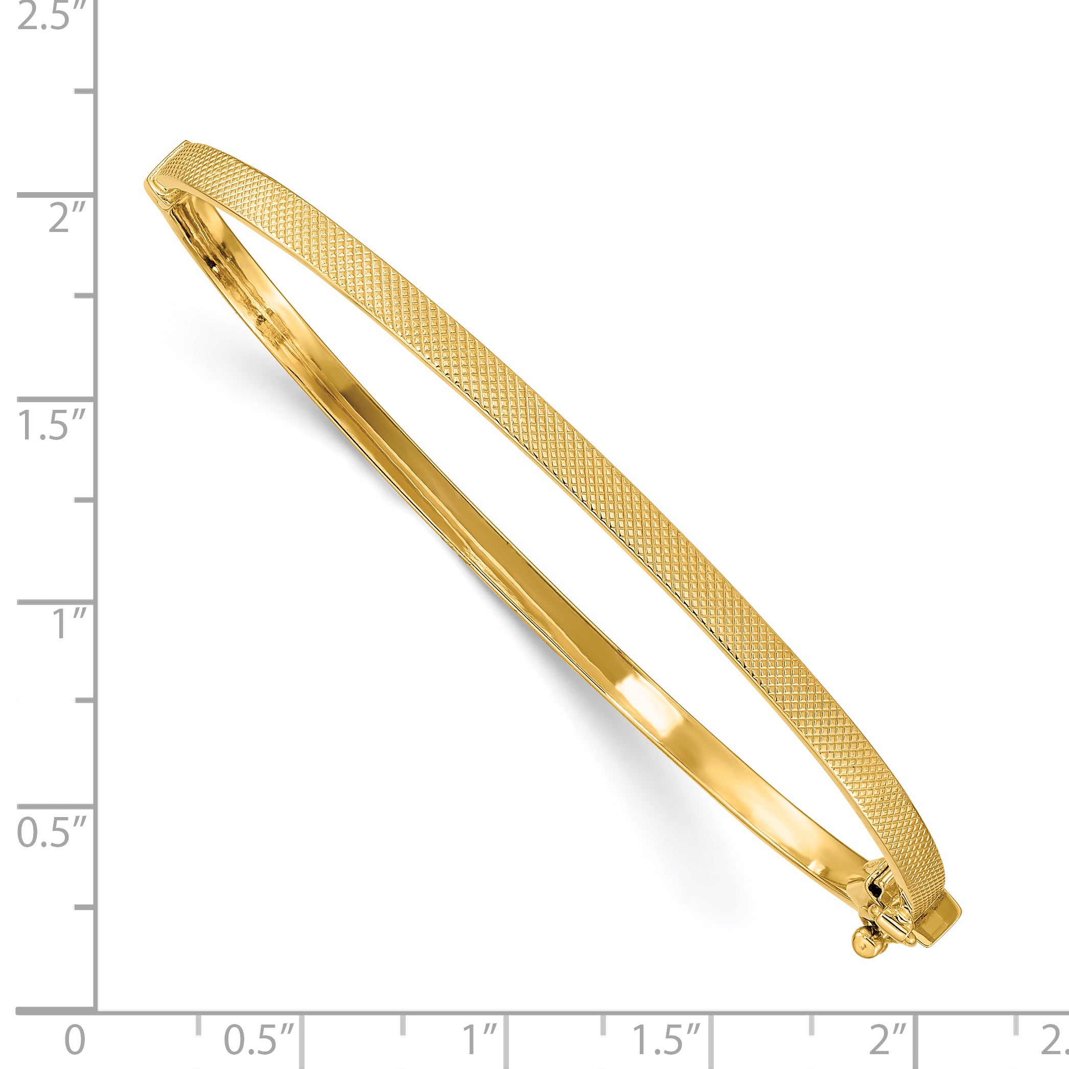 14K Textured Hinged Bangle Secondary image