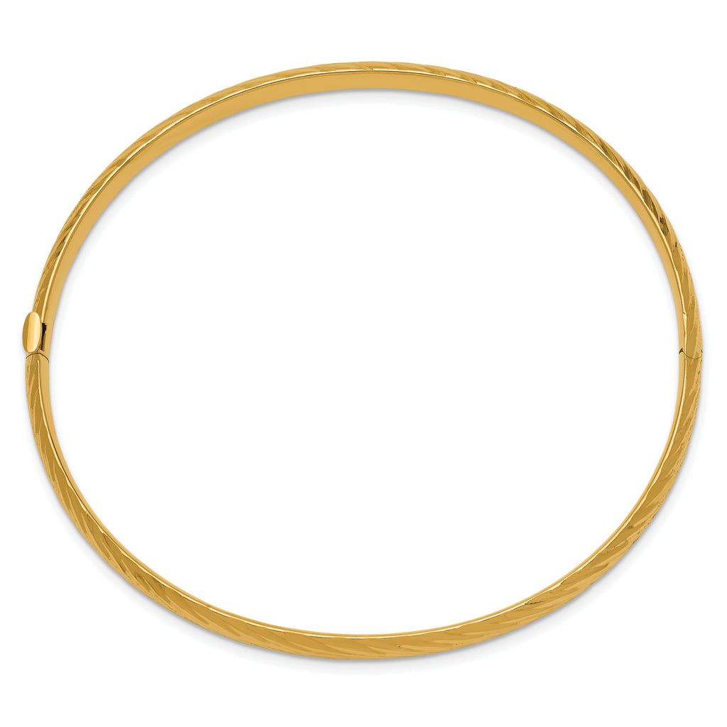 14k 3/16 Textured Hinged Bangle