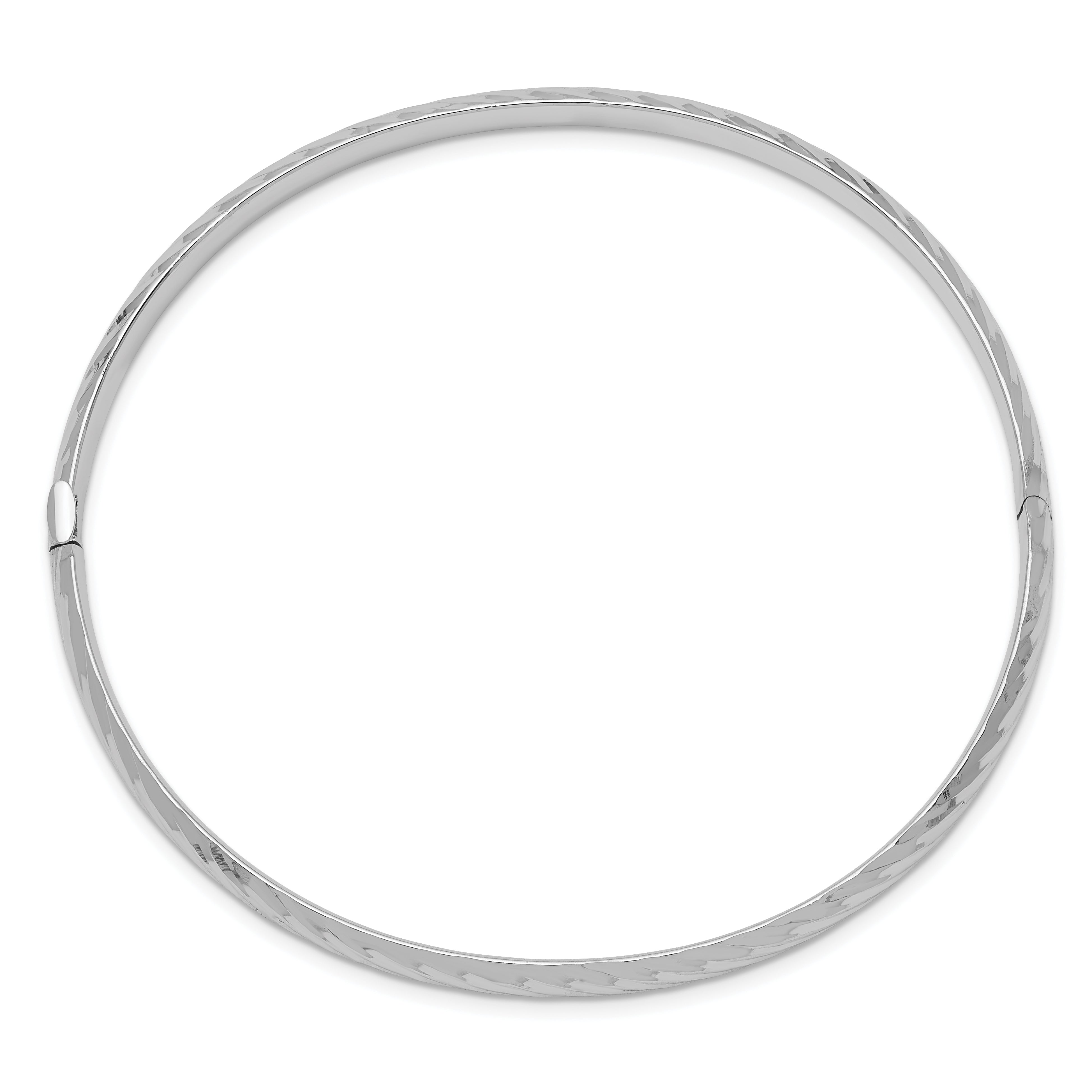 14k White Gold 3/16 Textured Hinged Bangle Secondary image