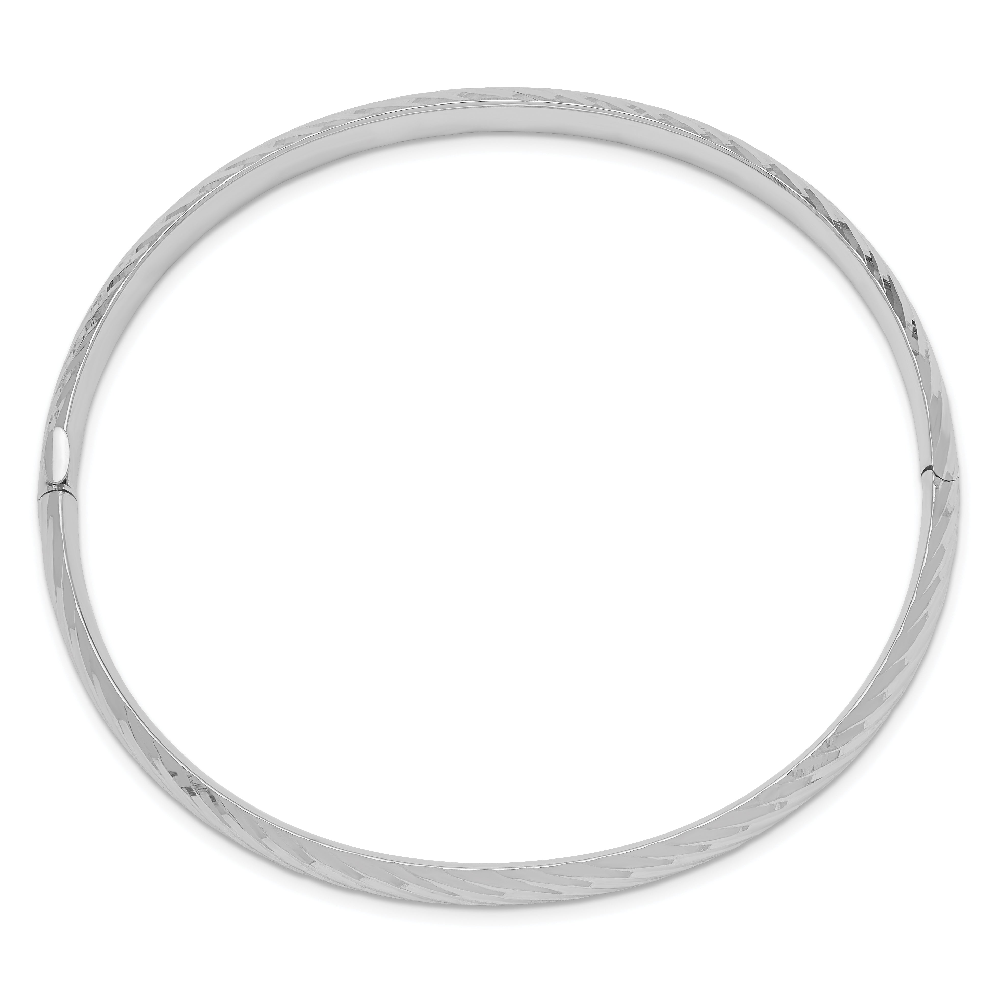 14k White Gold 4/16 Textured Hinged Bangle Secondary image
