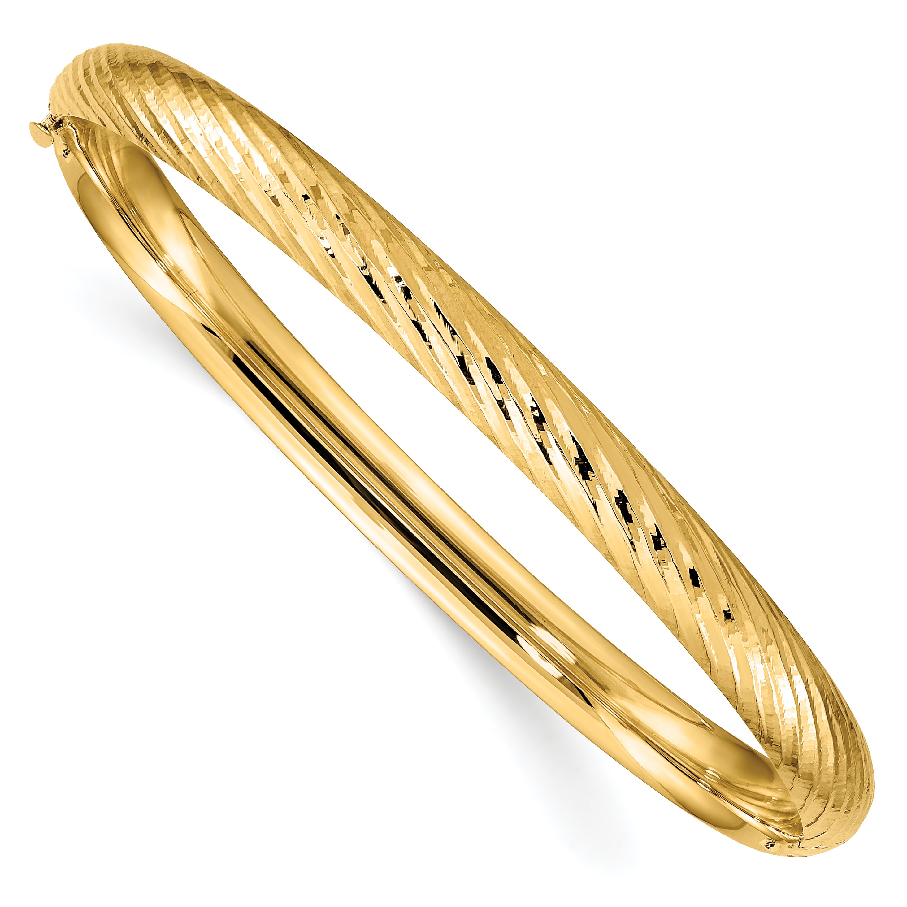 14k 4/16 Textured Hinged Bangle Main image