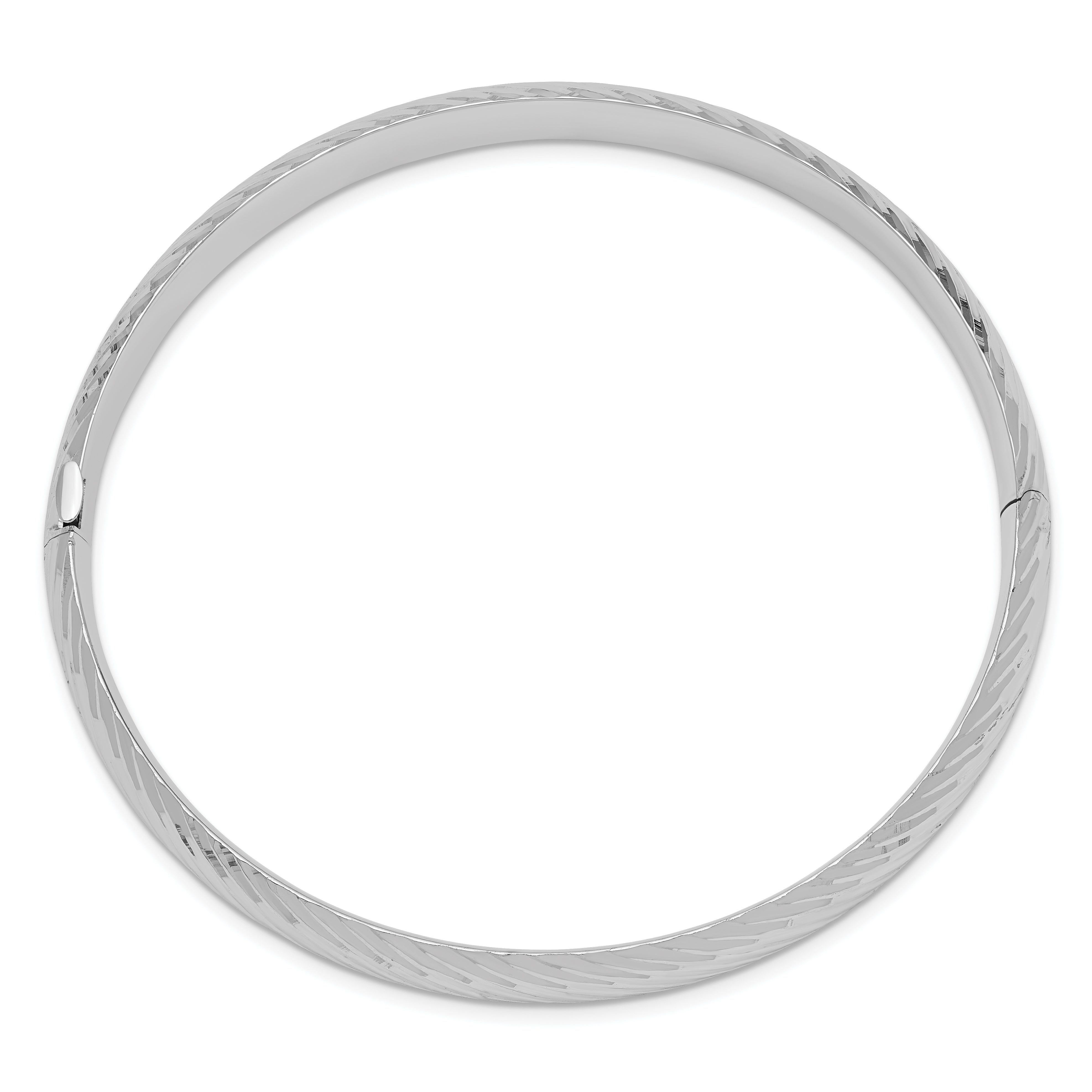 14k White Gold 5/16 Textured Hinged Bangle Secondary image
