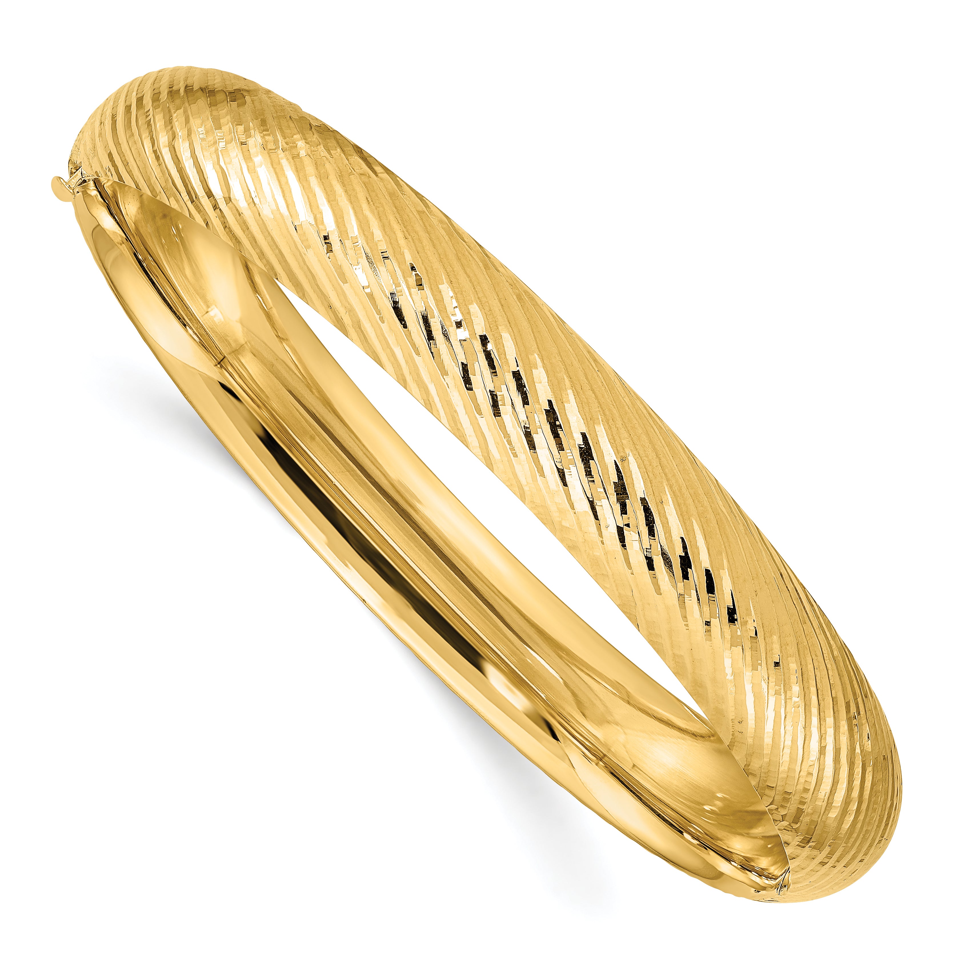 14k 7/16 Textured Hinged Bangle Main image
