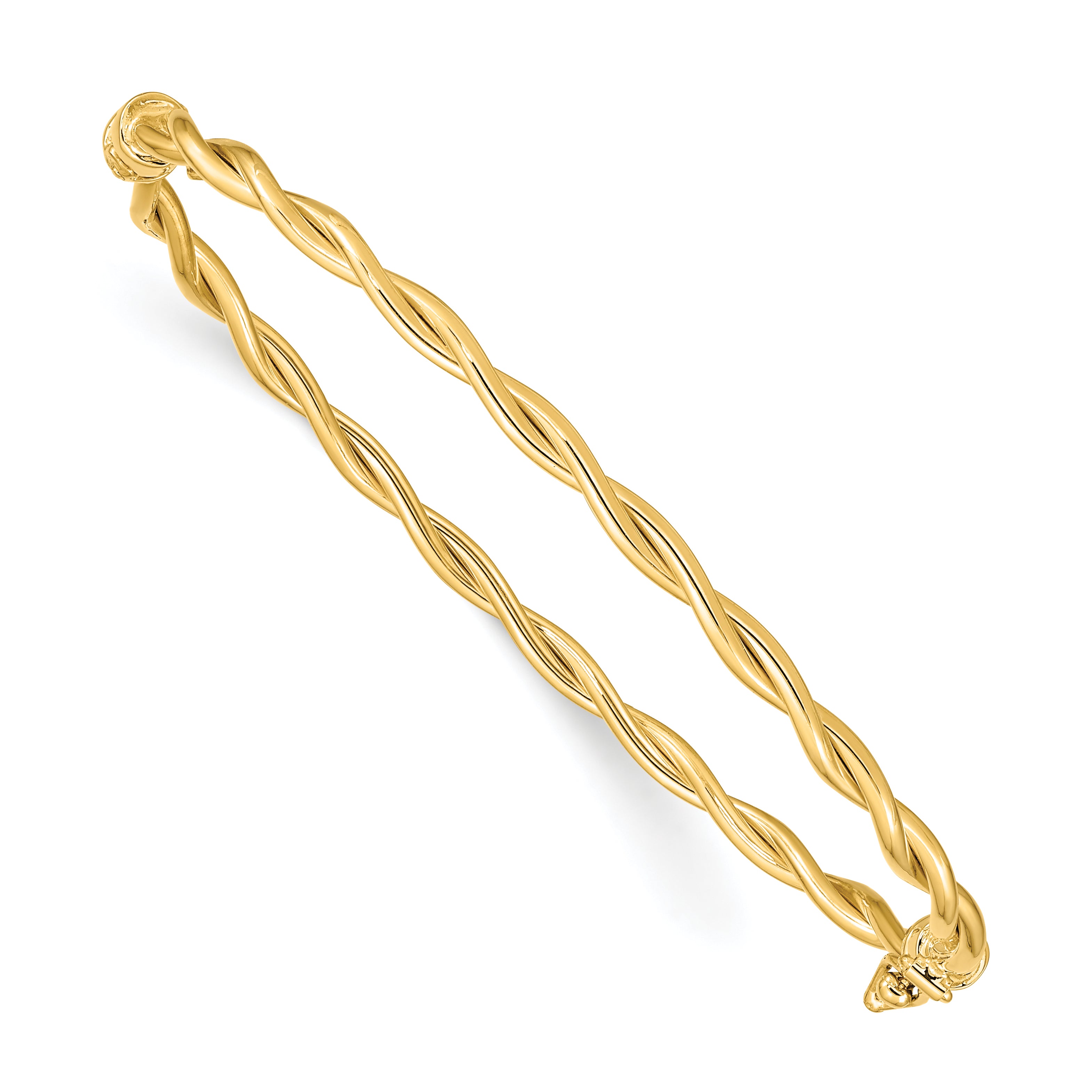 14K Yellow Gold Twisted Hinged Bangle Main image