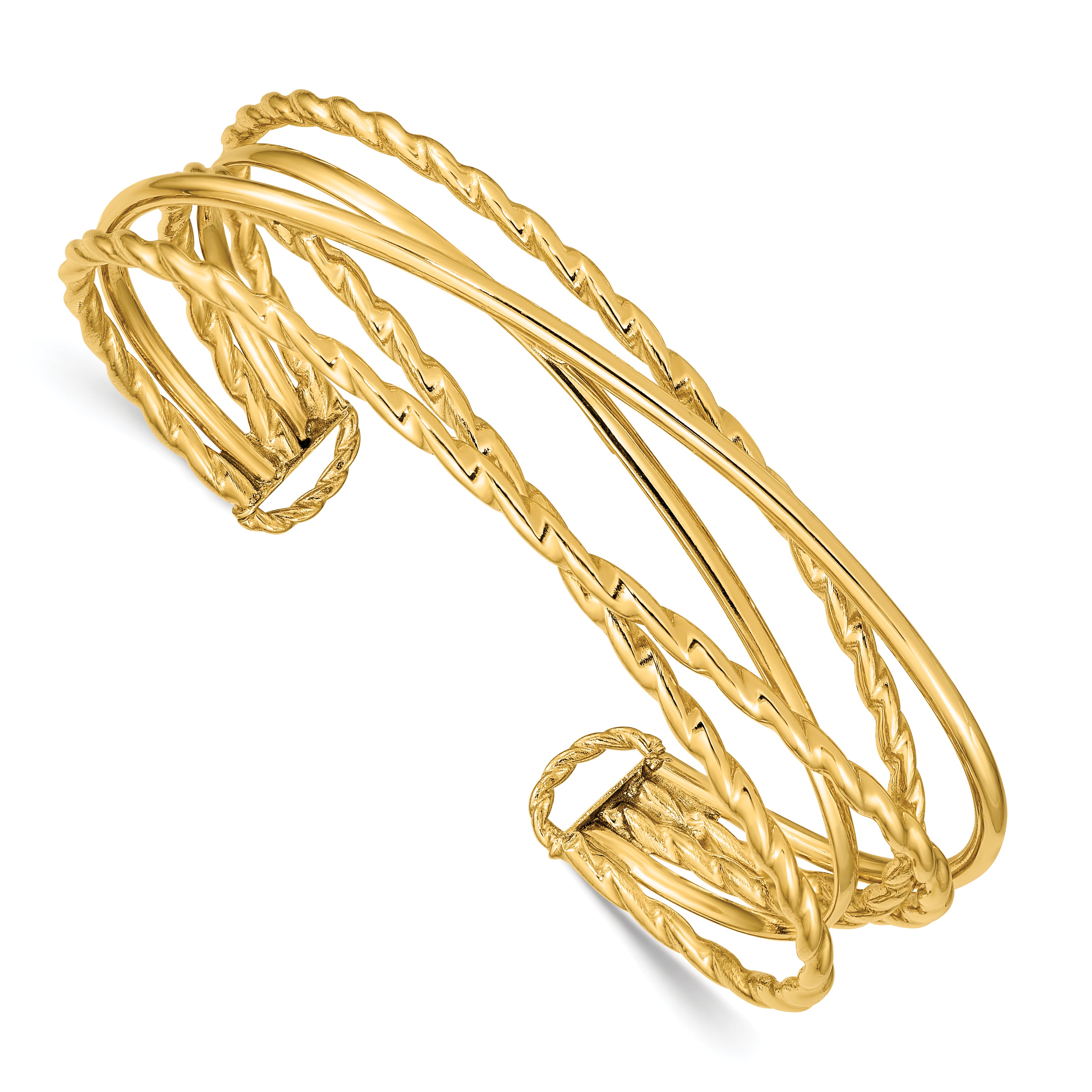 14k Polished Multi Tube Cuff Bangle Main image