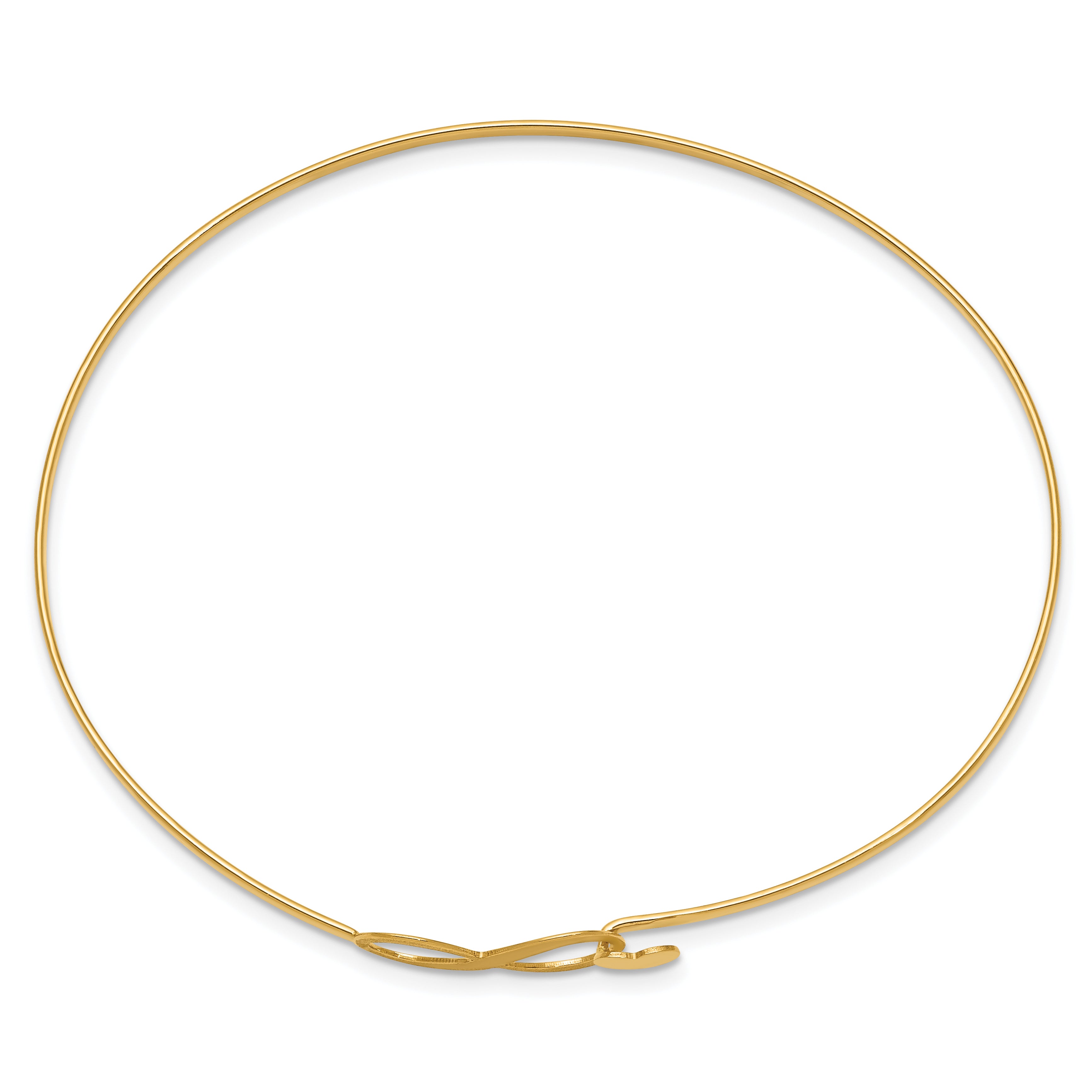 14K Brushed and Polished Infinity Heart Flexible Bangle Secondary image