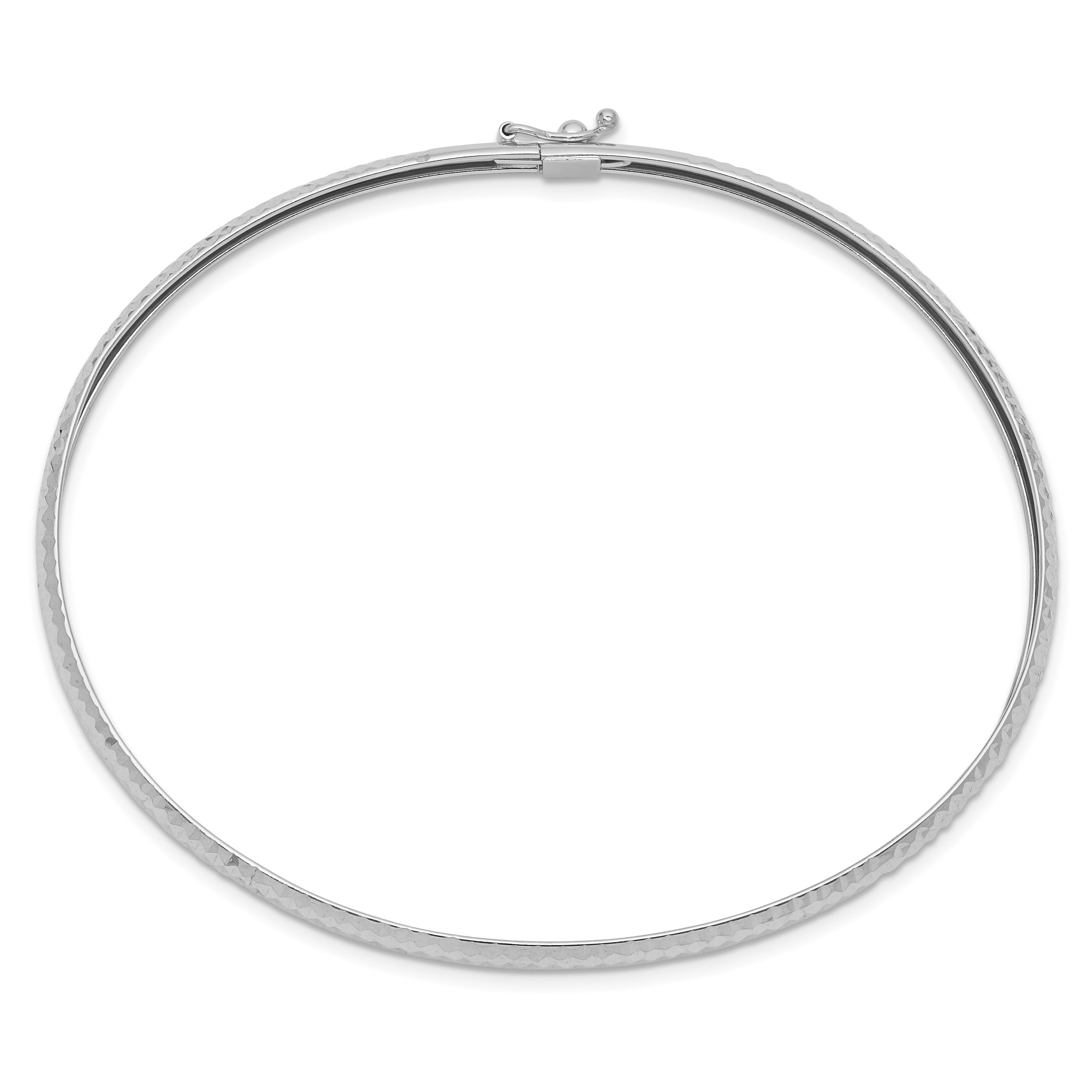14k White Gold Textured Flexible Bangle Secondary image