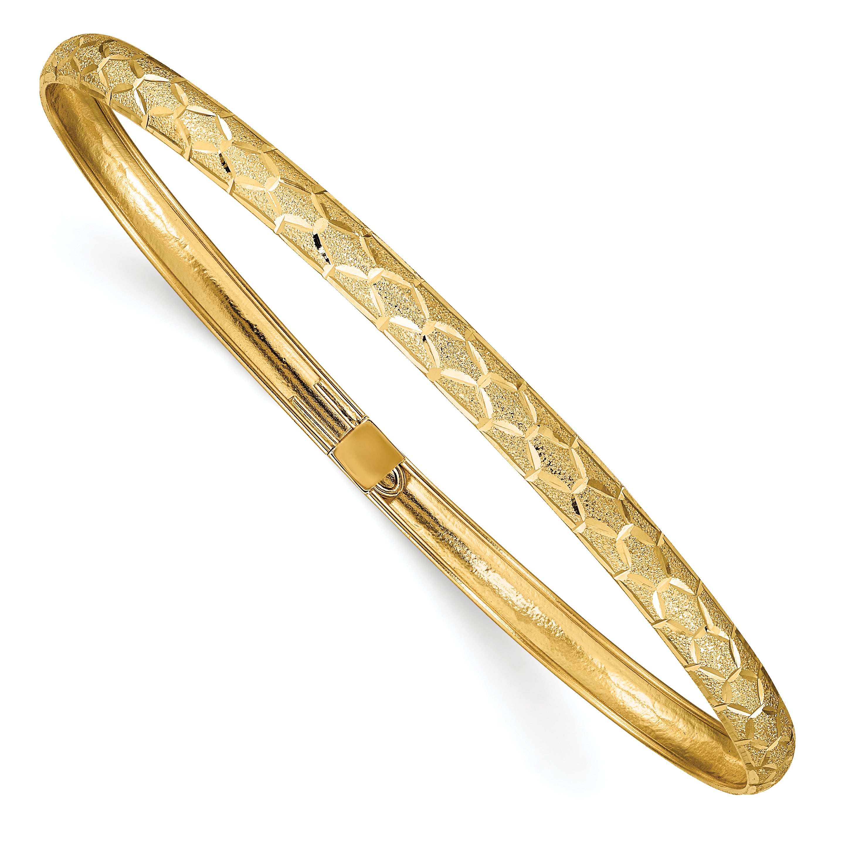 14k Hexagonal Design Diamond-cut Flexible Bangle Main image