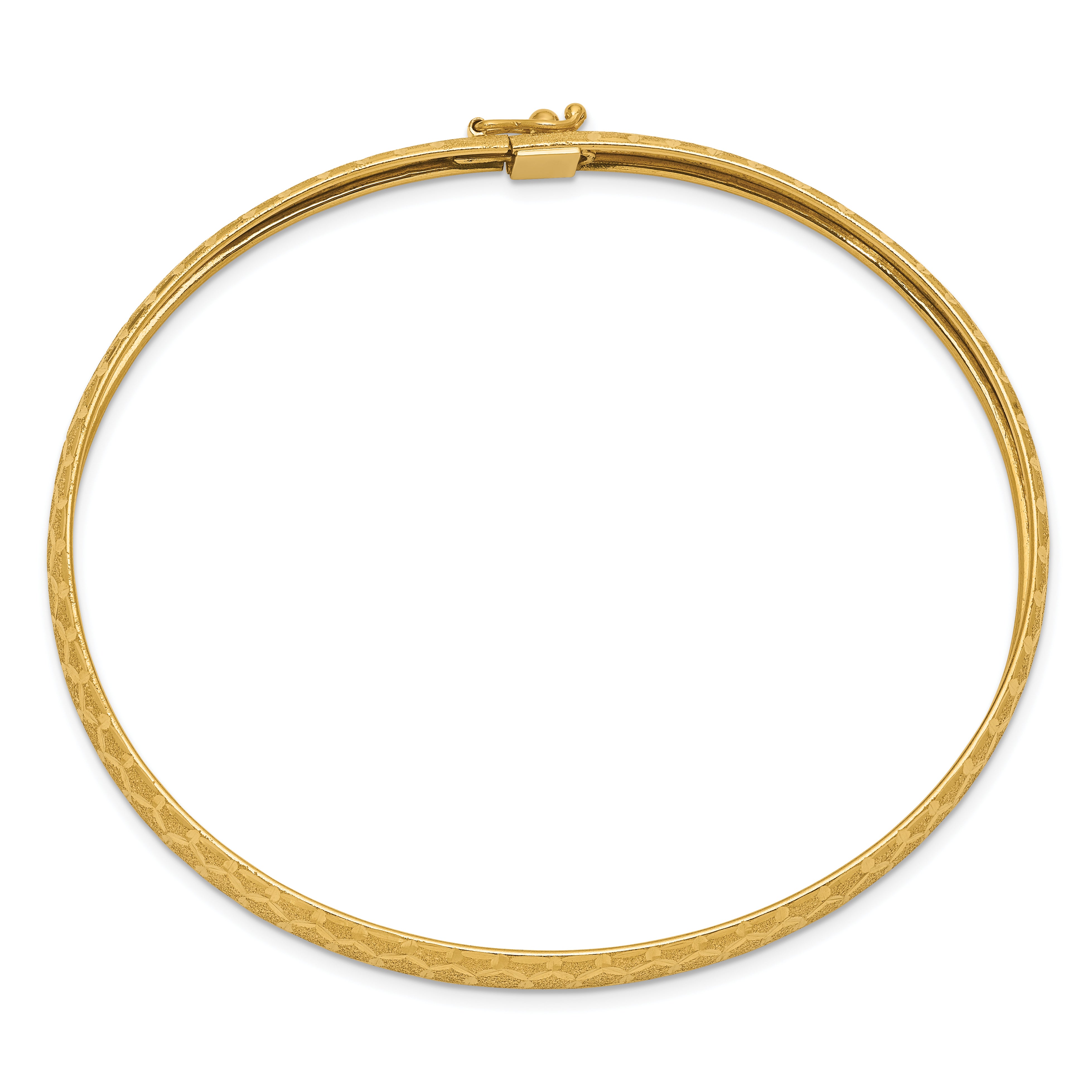 14k Hexagonal Design Diamond-cut Flexible Bangle Secondary image