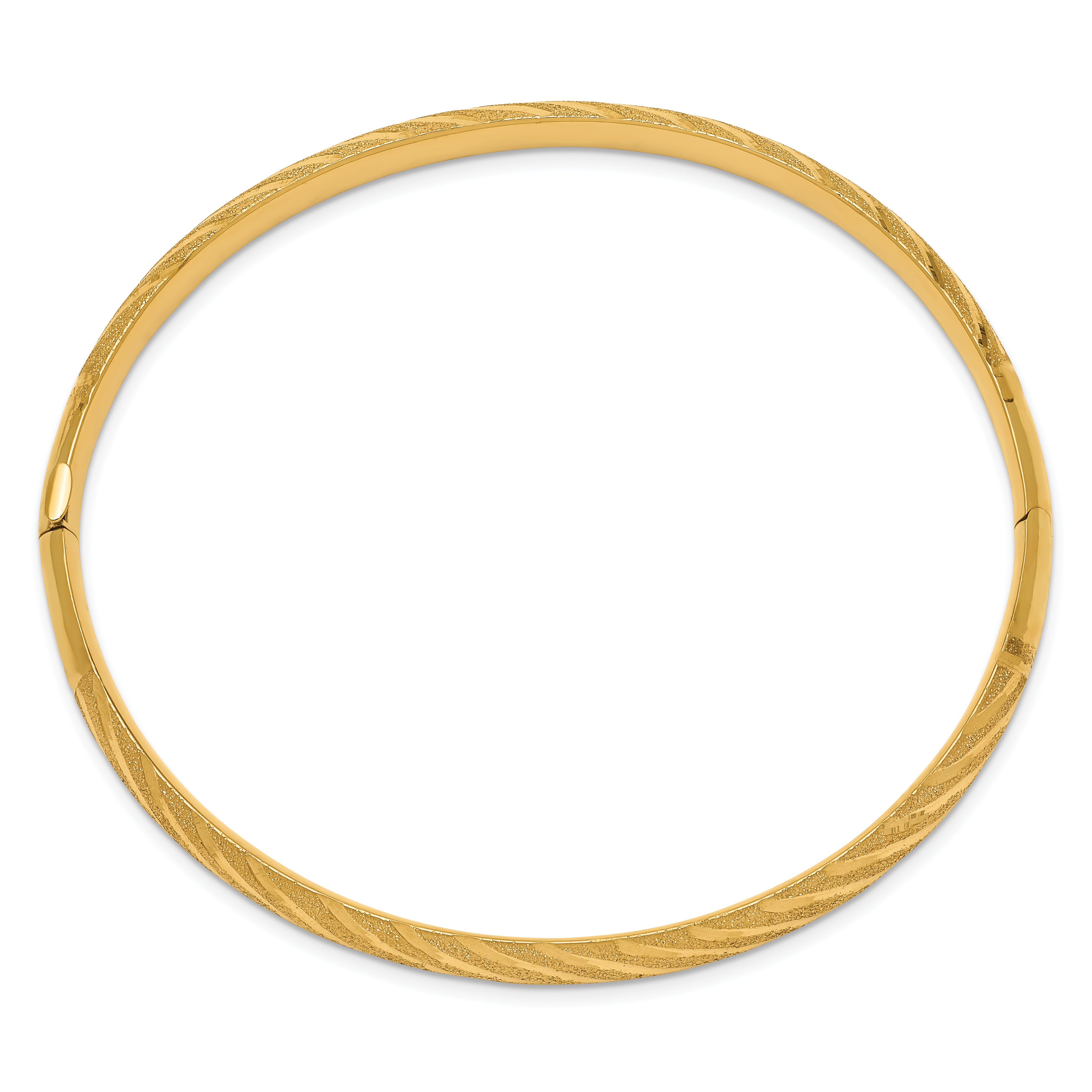 14k Textured Diamond-cut Twisted Hinged Bangle Secondary image