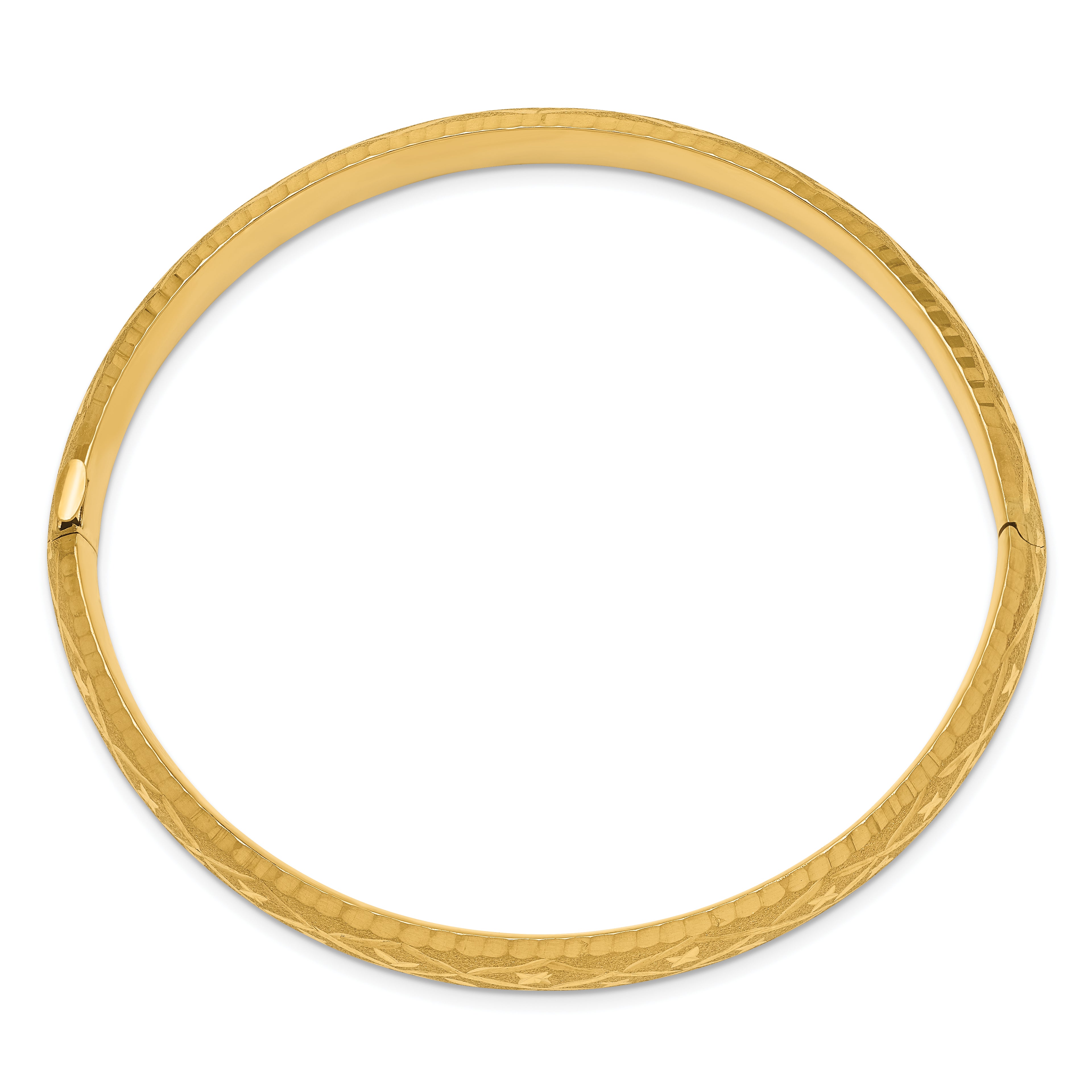 14k 5/16 Diamond-cut Fancy Hinged Bangle Bracelet