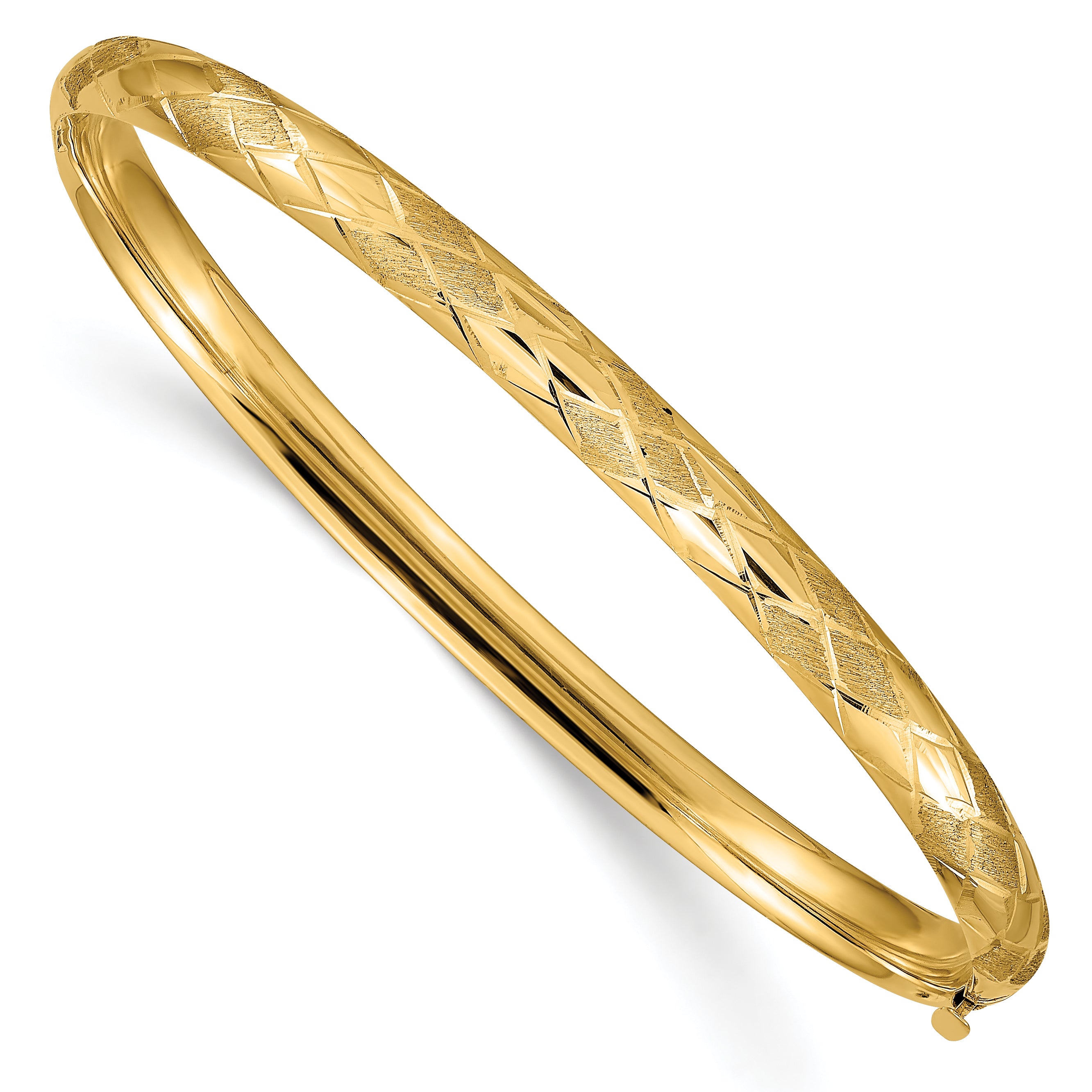 14k 3/16 Diamond-cut Fancy Hinged Bangle Bracelet Main image