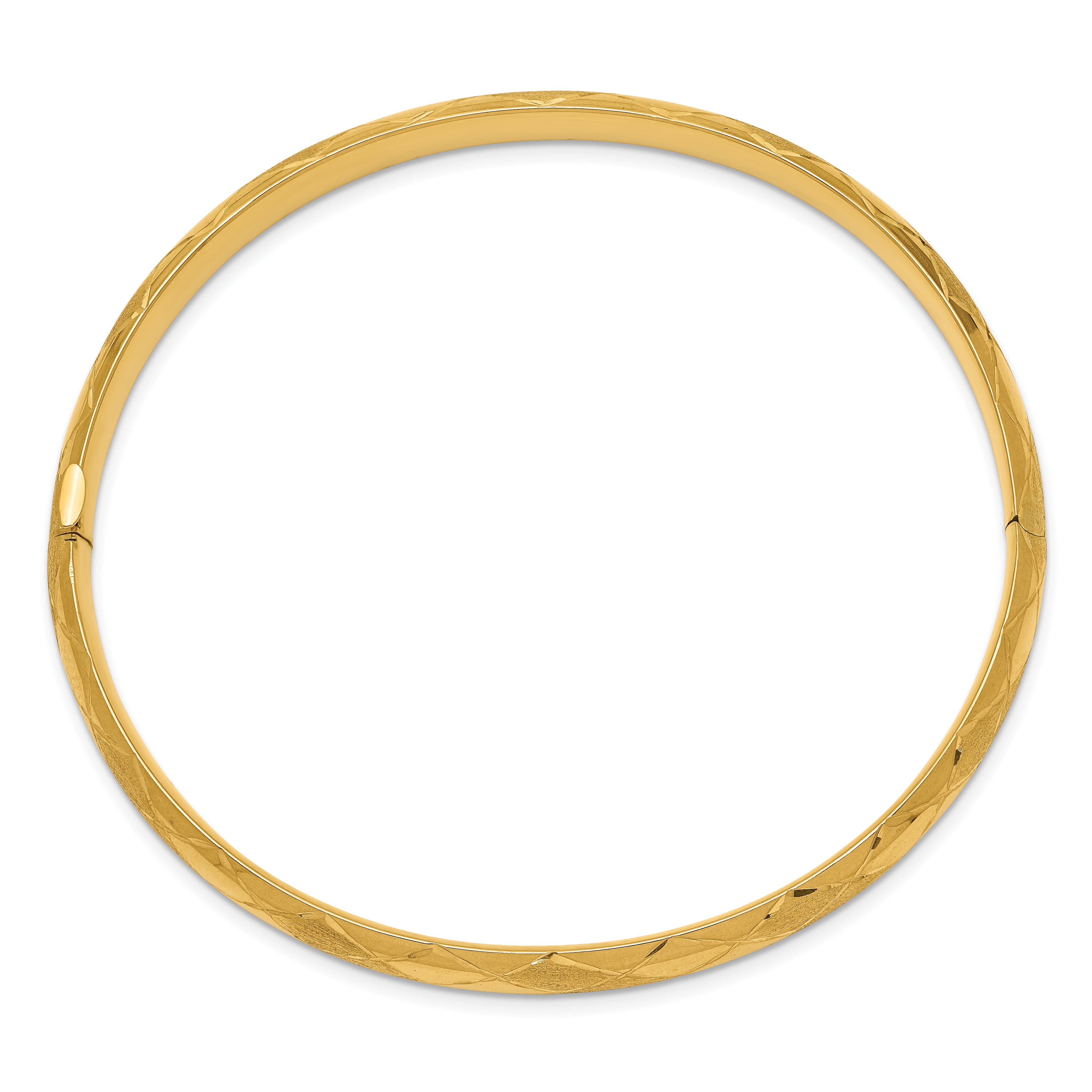 14K Gold Diamond-Cut Fancy Hinged Bangle Bracelet for Women