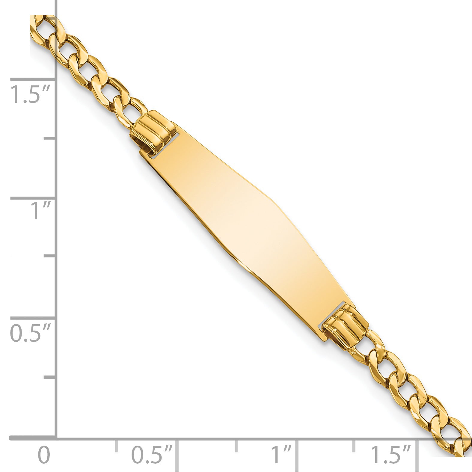 14k Semi-solid Soft Diamond Shape Cuban Link ID Bracelet