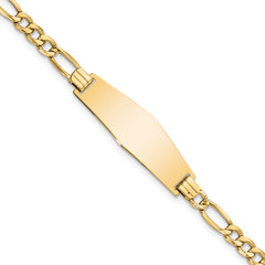 14k Semi-solid Soft Diamond Shape Figaro Link ID Bracelet