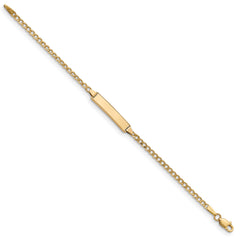 14k Semi-Solid Polished Cuban ID Bracelet - 5.5