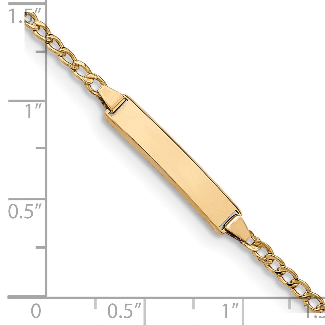 14k Semi-Solid Polished Cuban ID Bracelet - 5.5