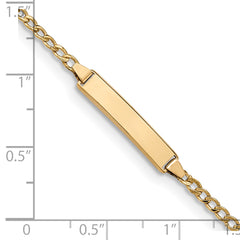 14k Semi-Solid Polished Cuban ID Bracelet - 5.5