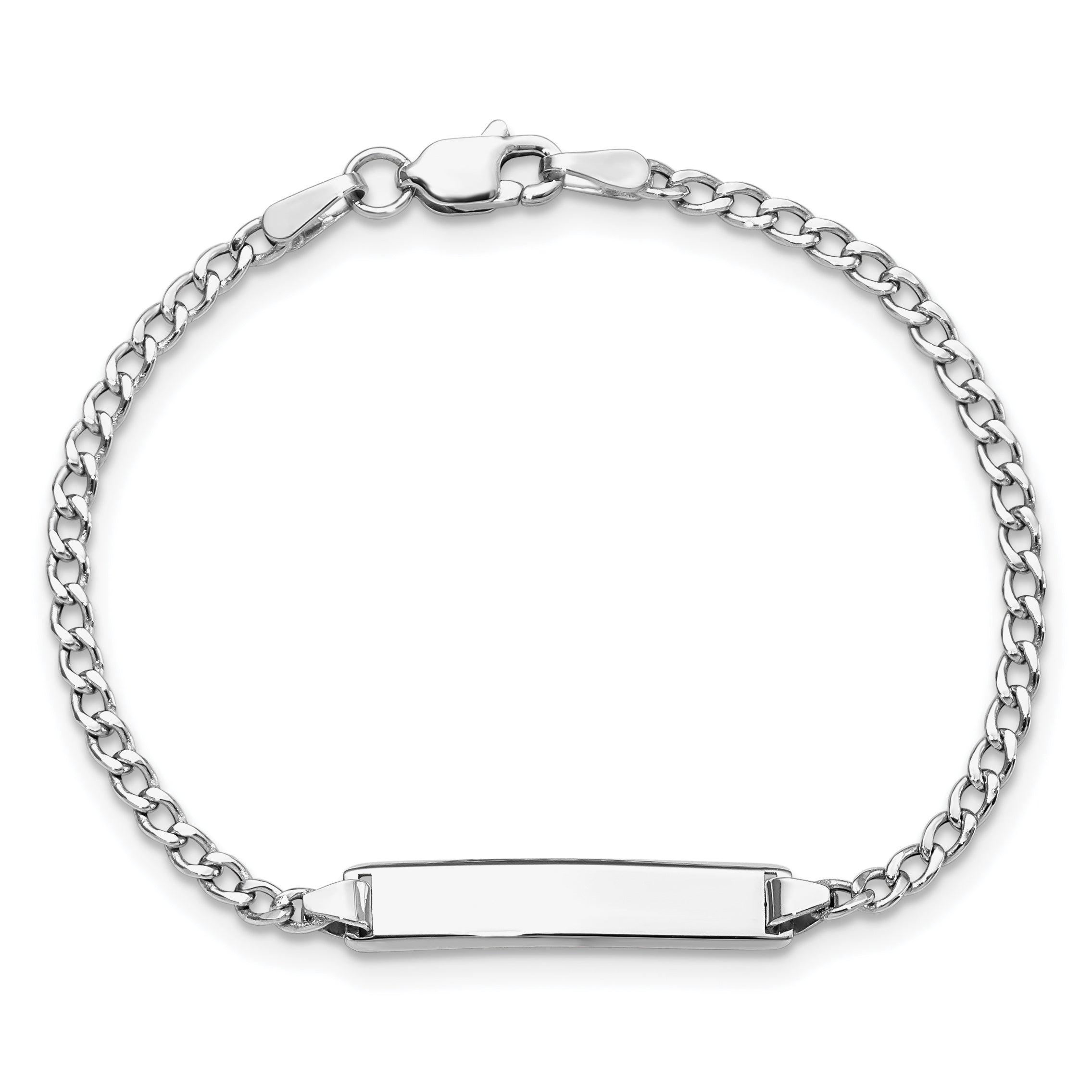 14k WG Polished Semi-Solid Cuban ID Bracelet